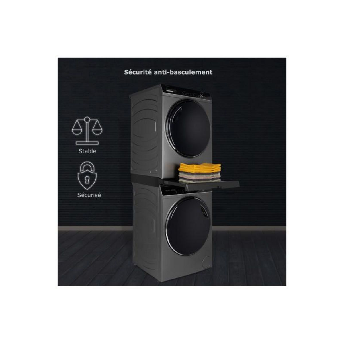 HAIER Accessoire pour sèche linge Haier HASTKU10FB Kit de superposition noir