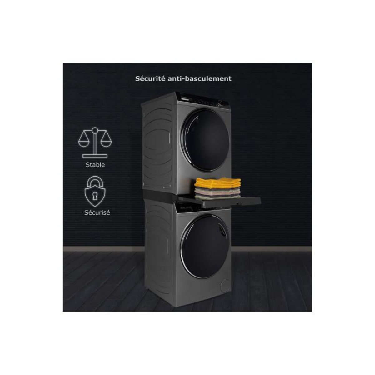 HAIER Accessoire pour sèche linge Haier HASTKU10FB Kit de superposition noir