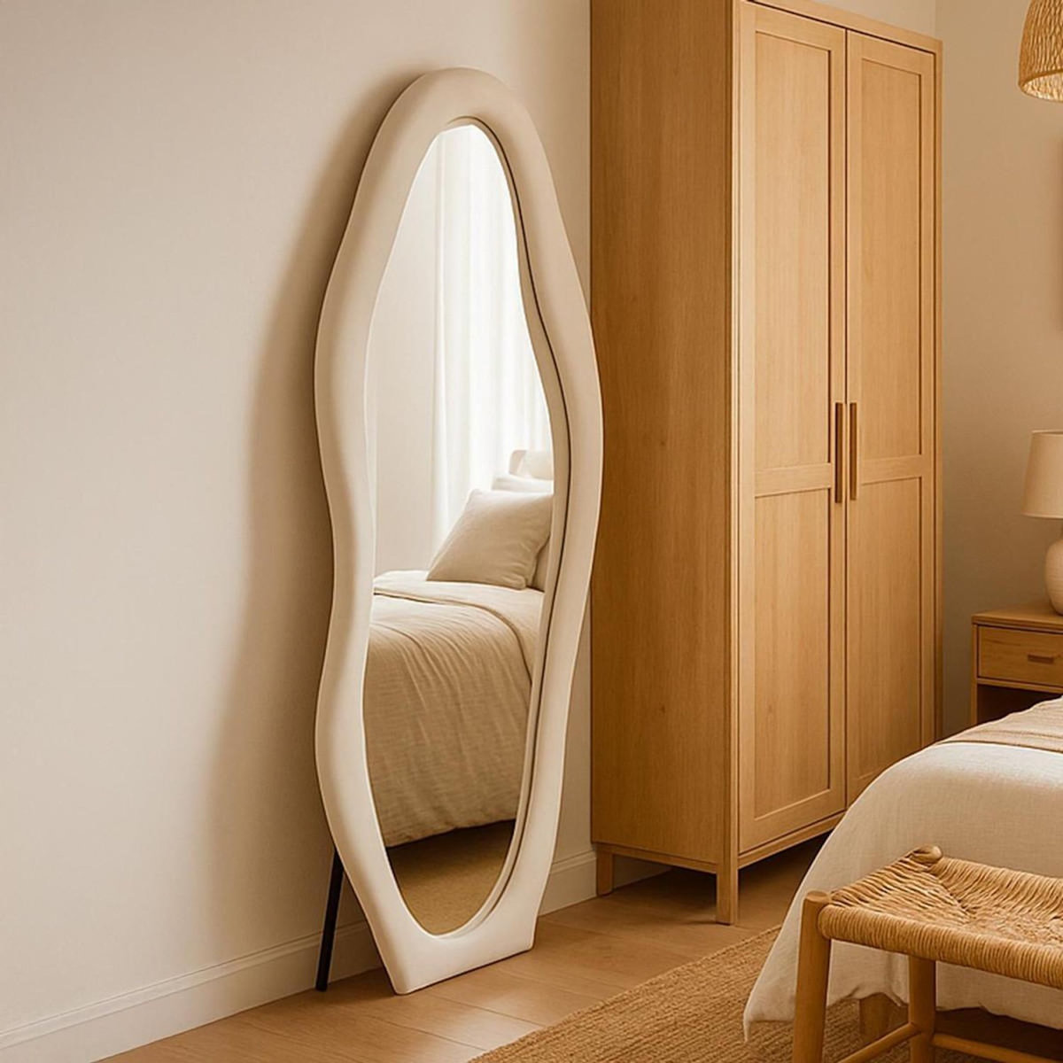 Paris Prix Miroir Design sur Pied  Perry  170cm Crème