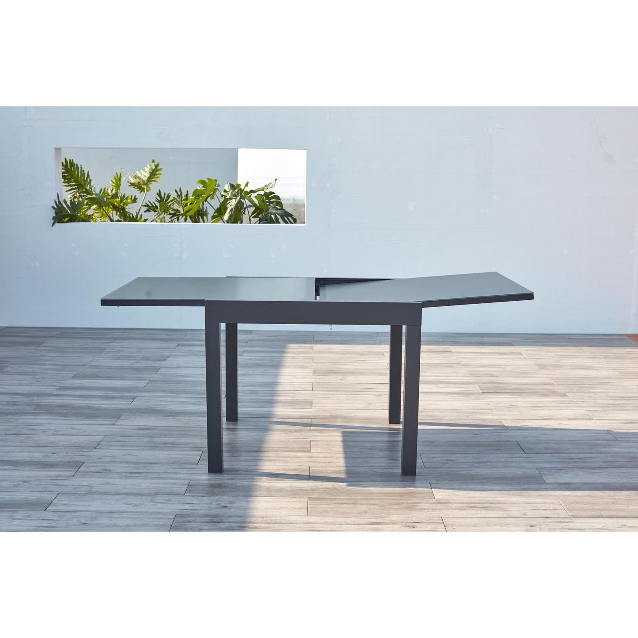 Voir la diapositive 5 : CONCEPT USINE Salon de jardin 8 places en aluminium gris foncé cualica