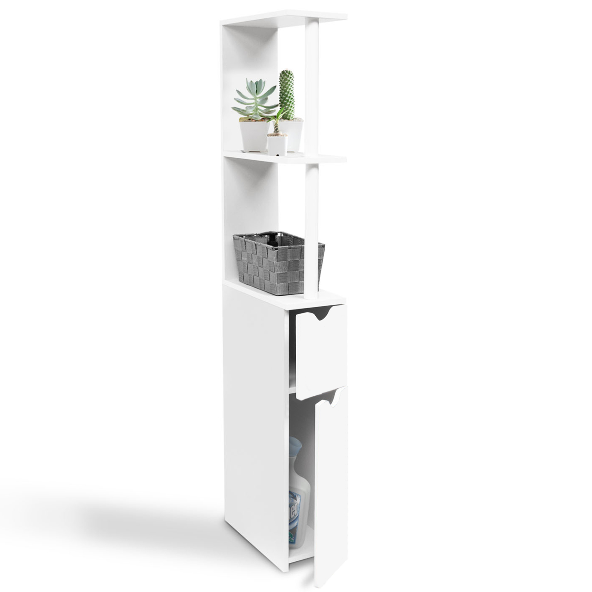 ID MARKET Meuble wc étagère willy bois 2 portes blanc