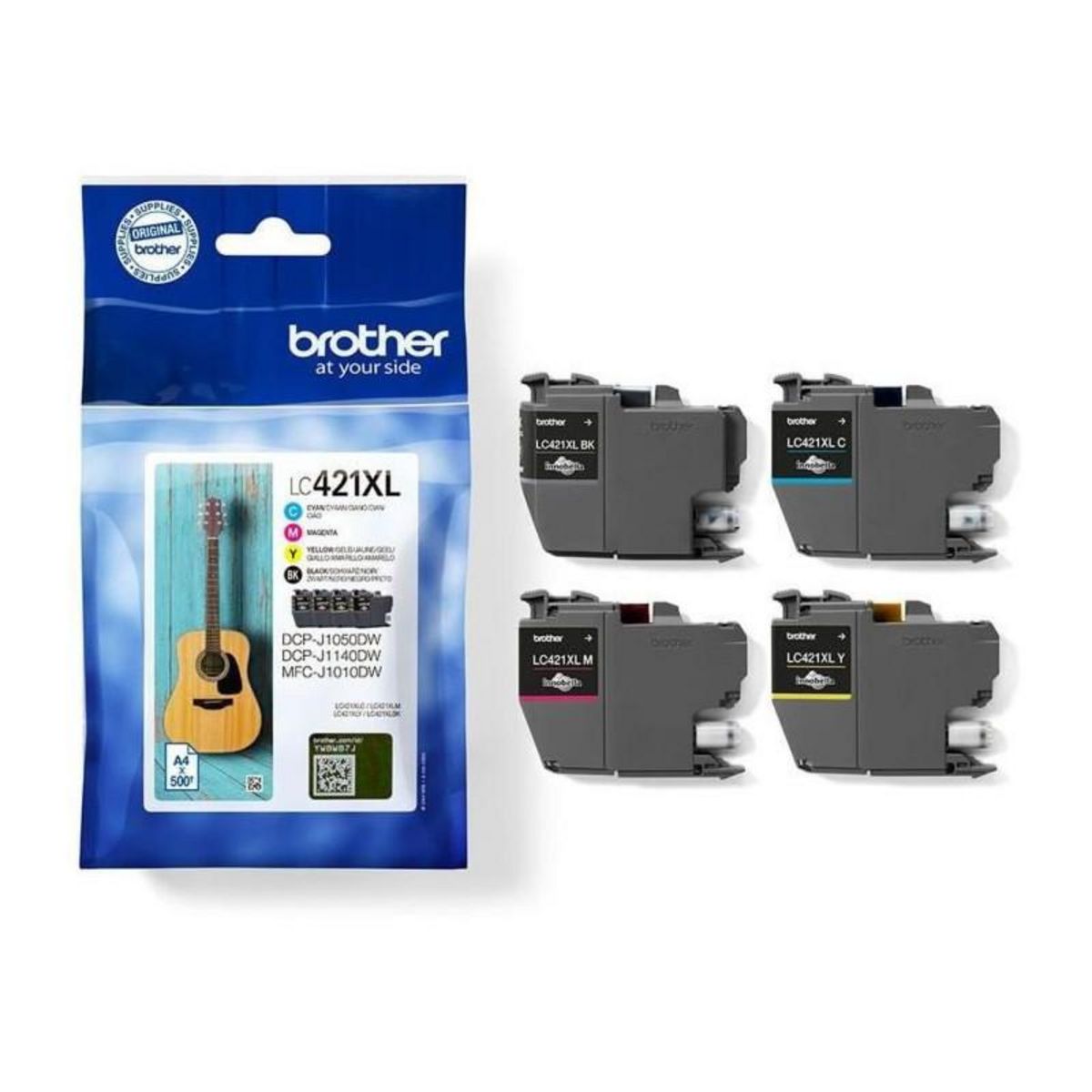 Brother Cartouche d'encre Pack Multipack 4 Originales LC421 XL (Noir + 3 Couleurs) - LC421XLVAL