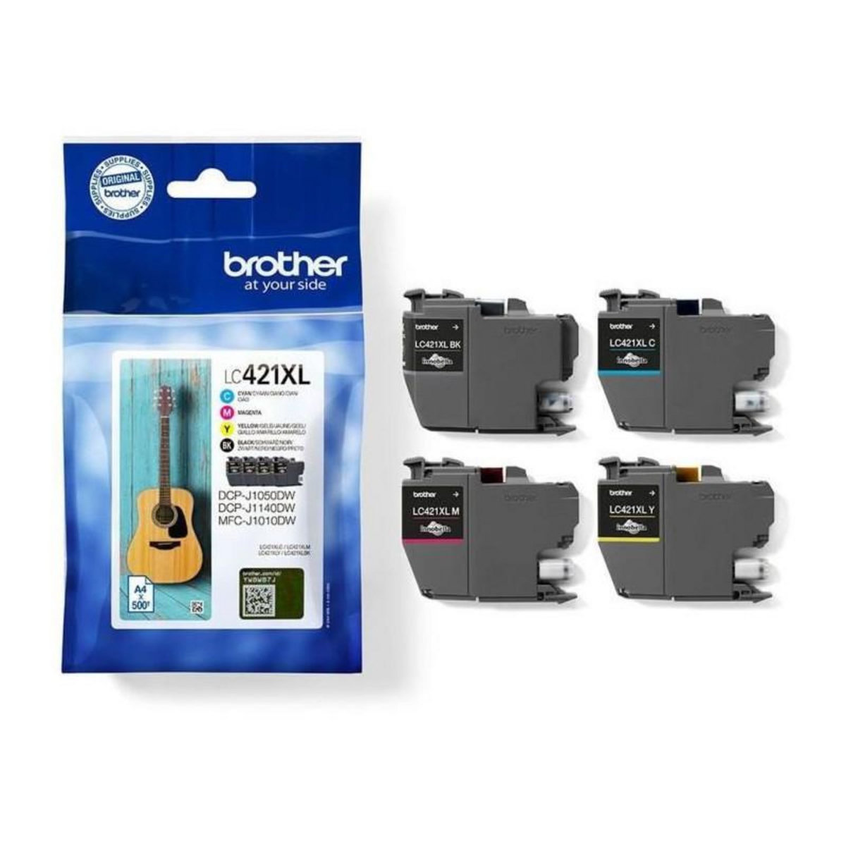 Brother Cartouche d'encre Pack Multipack 4 Originales LC421 XL (Noir + 3 Couleurs) - LC421XLVAL