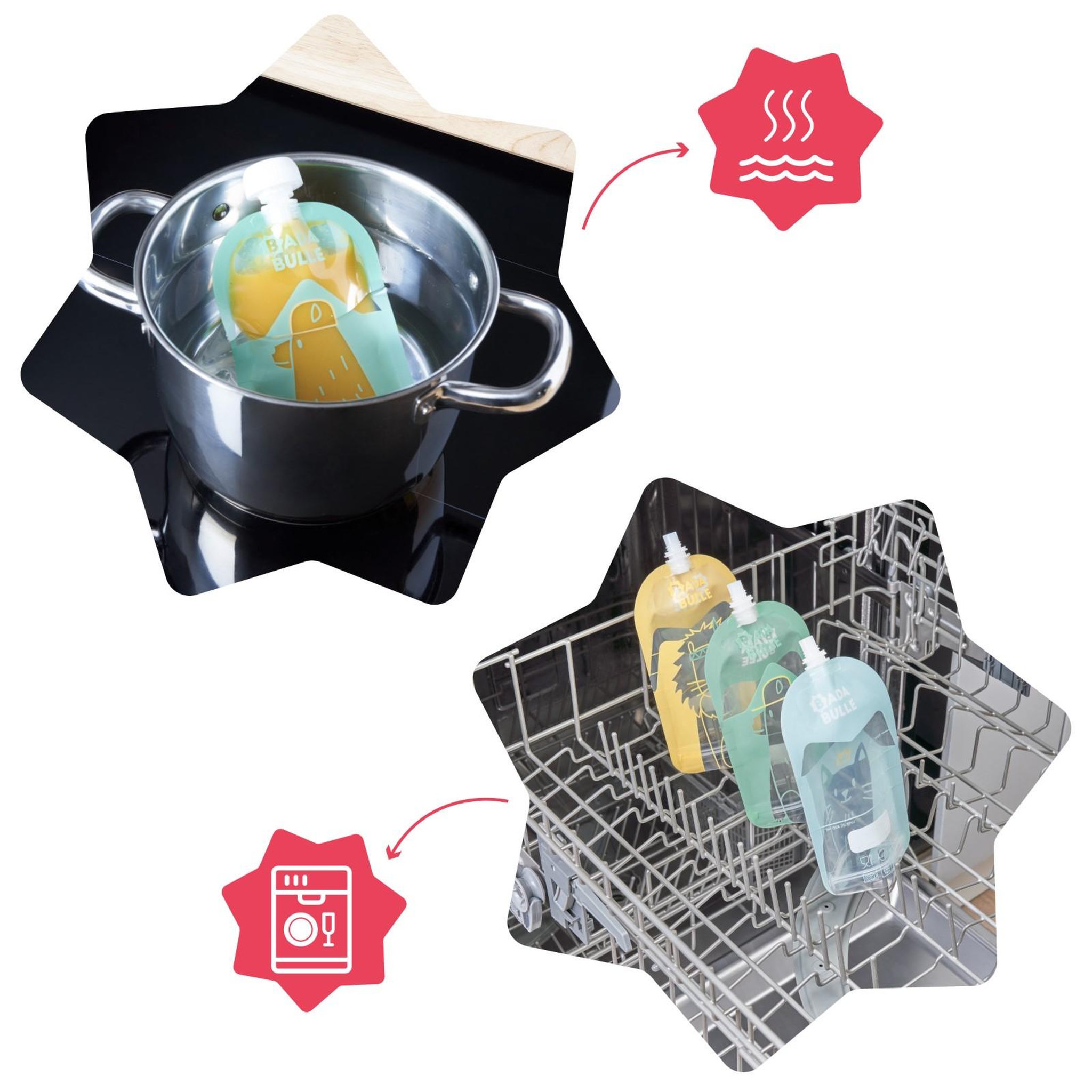 Voir la diapositive 6 : BADABULLE Gourdes réutilisables (Lot de 15) Badabulle - 150 ml