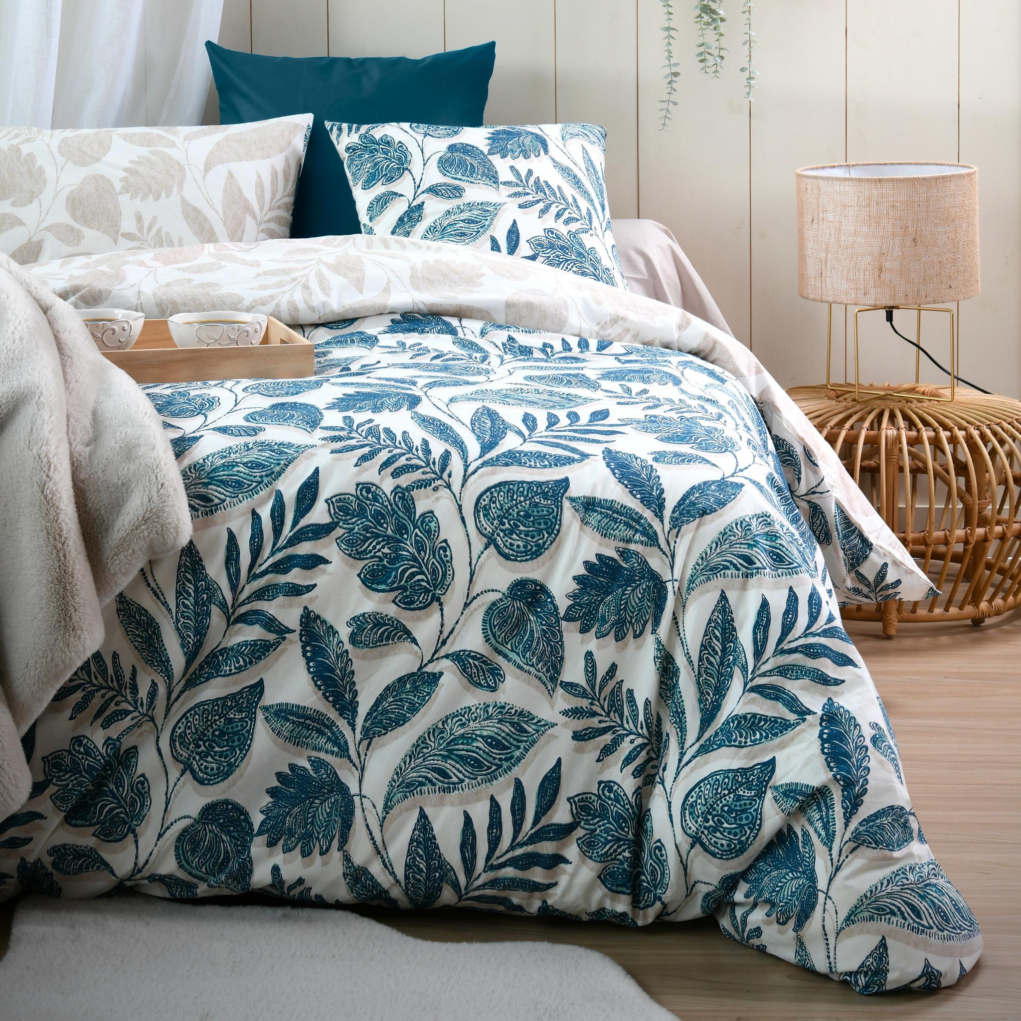 Voir la diapositive 3 : Eden Housse de couette en percale de coton motif vegetal