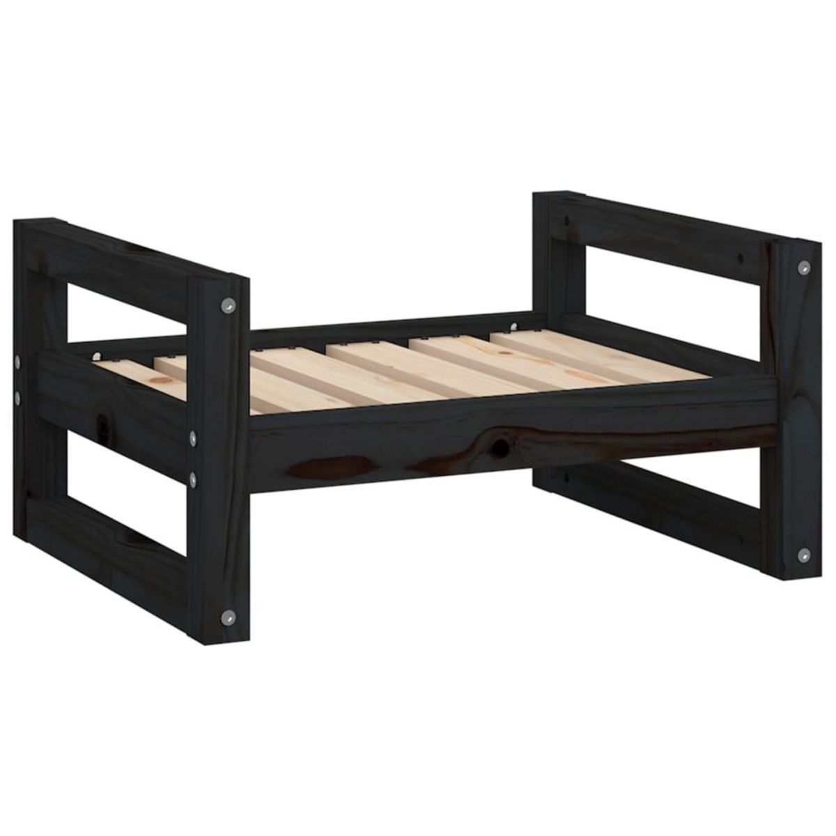 VIDAXL Lit pour chien Noir 55,5x45,5x28 cm Bois de pin solide