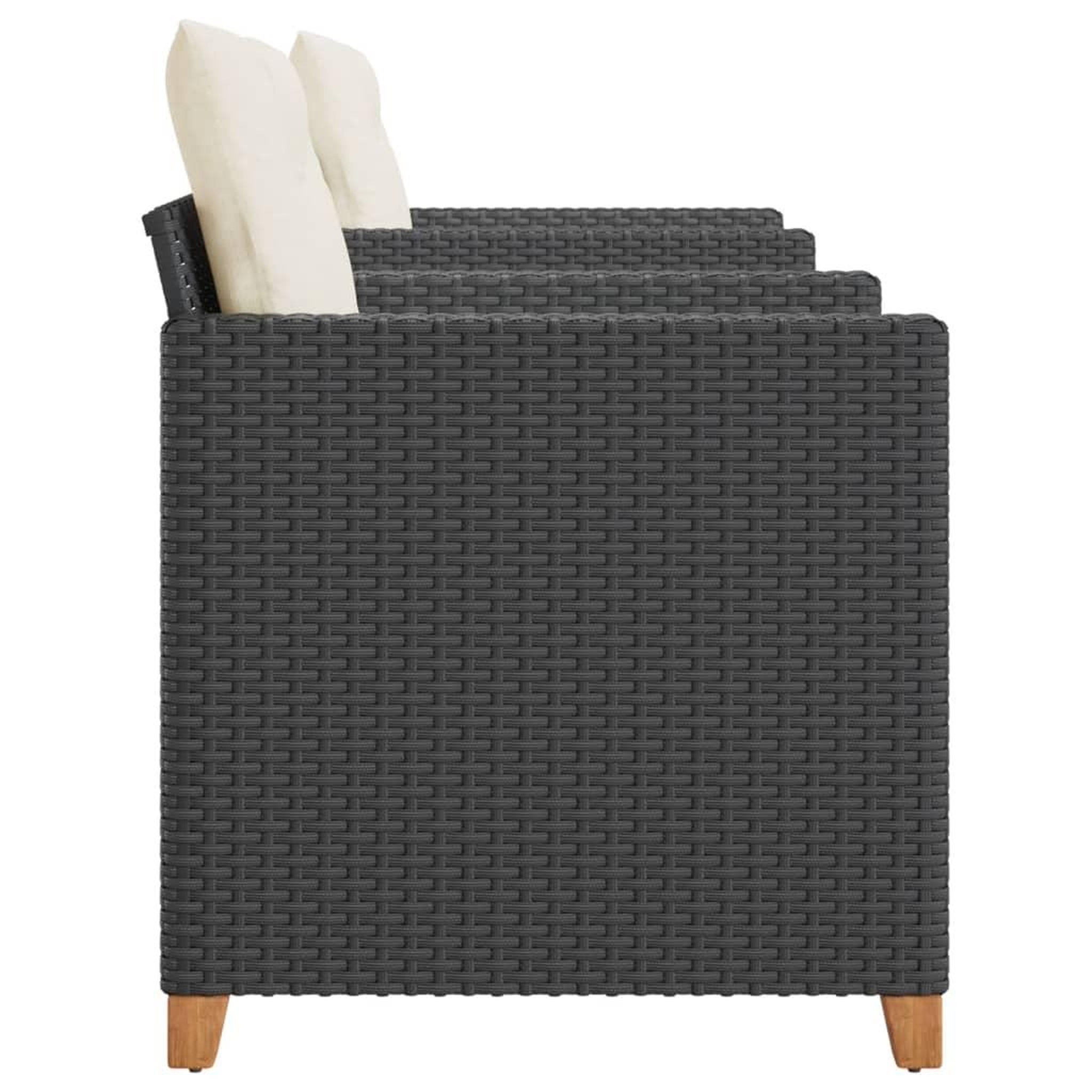 Voir la diapositive 4 : VIDAXL Ensemble de bistro 3 pcs et coussins noir resine tressee acacia
