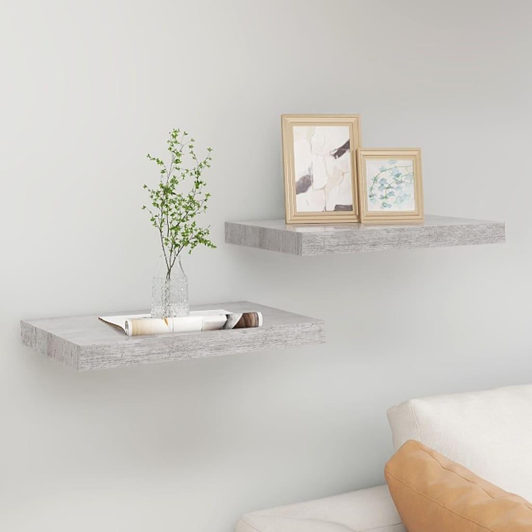 Voir la diapositive 1 : VIDAXL Etageres murales flottantes 2 pcs gris beton 50x23x3,8 cm MDF