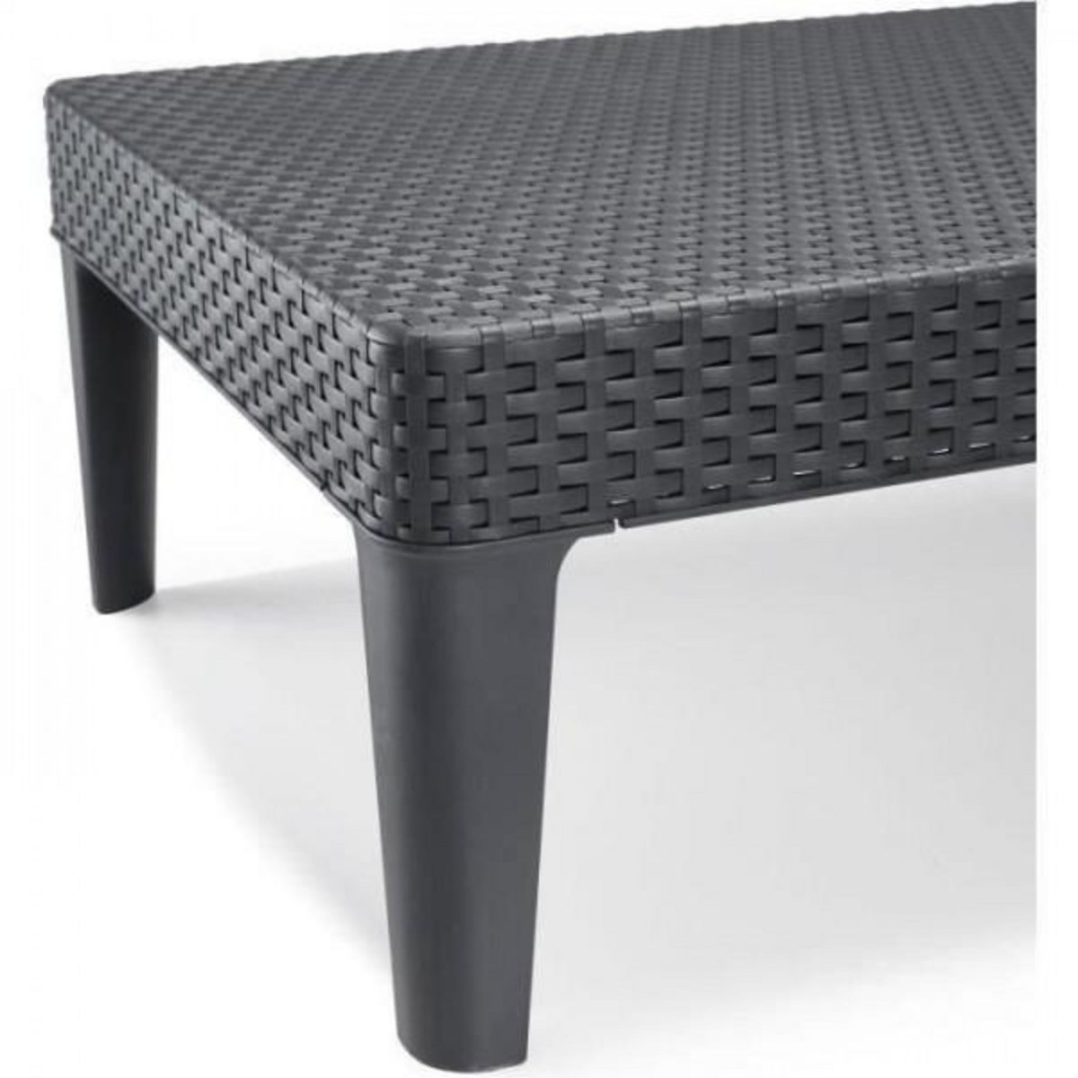 ALLIBERT by KETER Transat Bain de soleil - Allibert by KETER – Jaipur – en résine imitation rotin tressé – gris graphite – dossier réglable