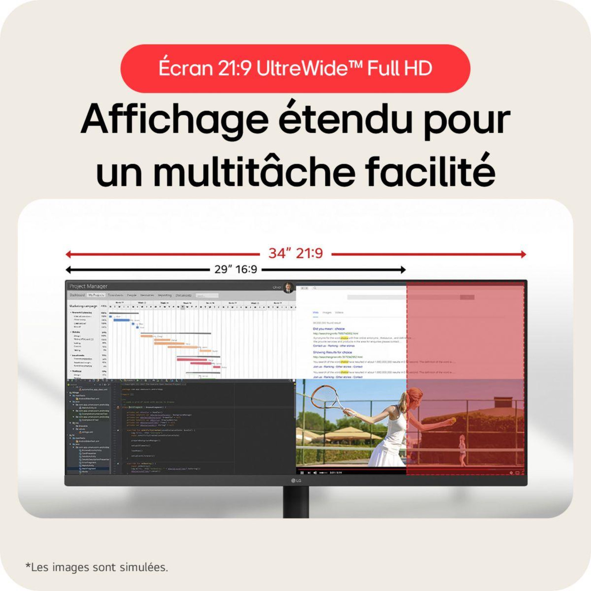 Voir la diapositive 3 : LG Ecran pc ultrawide 34u511a-b.aeu 34  ips uwqhd 100 hz hdr