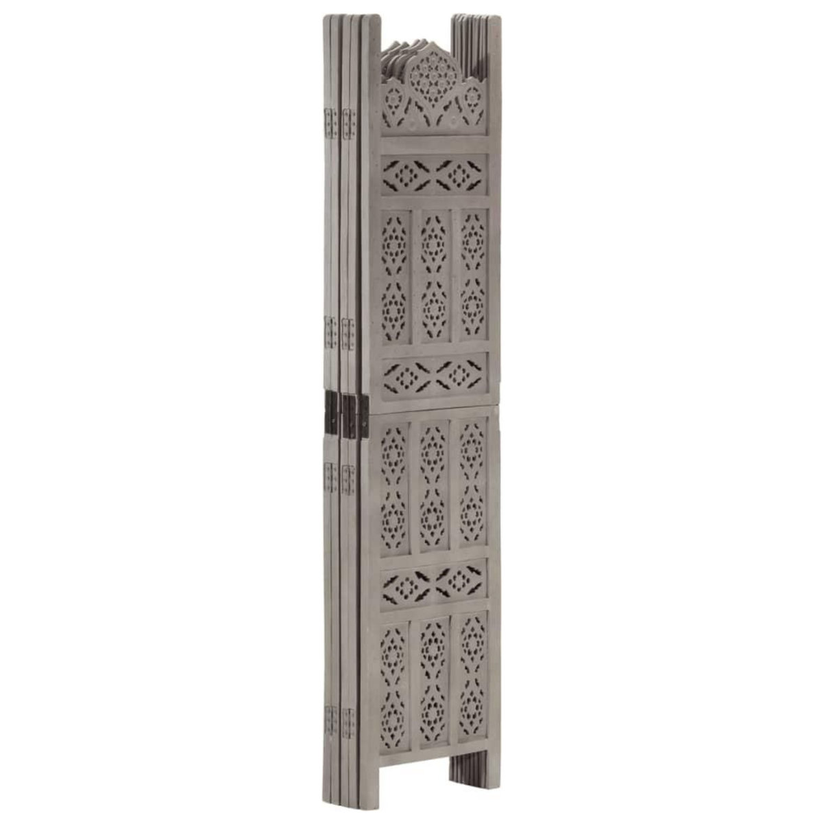 VIDAXL Cloison de separation 5 panneaux Gris 200x165 cm Bois manguier