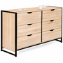 Voir la diapositive 1 : ID MARKET Commode 6 tiroirs DETROIT XXL 140 cm design industriel