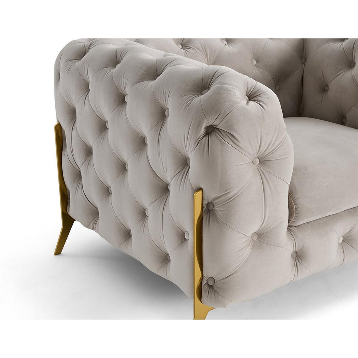 LISA DESIGN Camden - fauteuil chesterfield en velours - pieds en métal doré