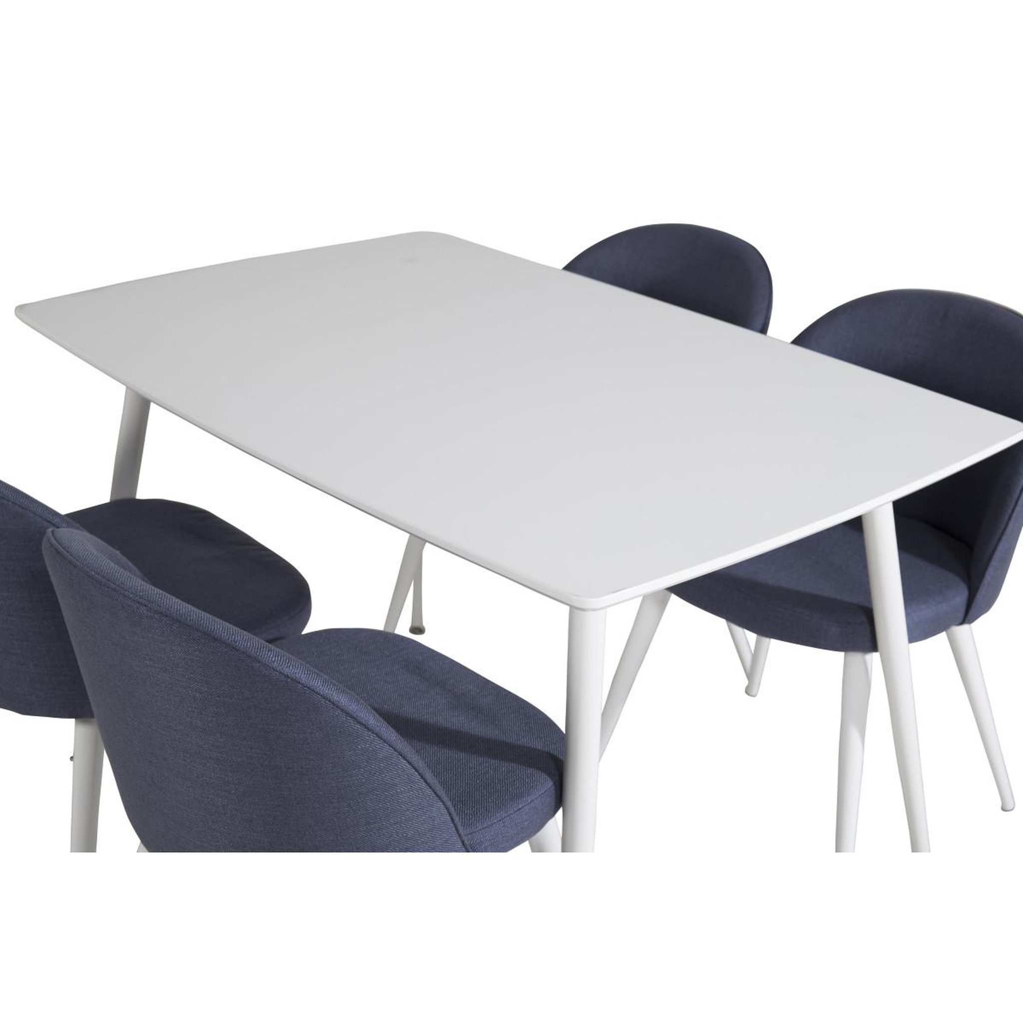 Voir la diapositive 5 : Paris Prix Ensemble table à manger & 4 chaises  polar & velvet  120cm blanc & bleu