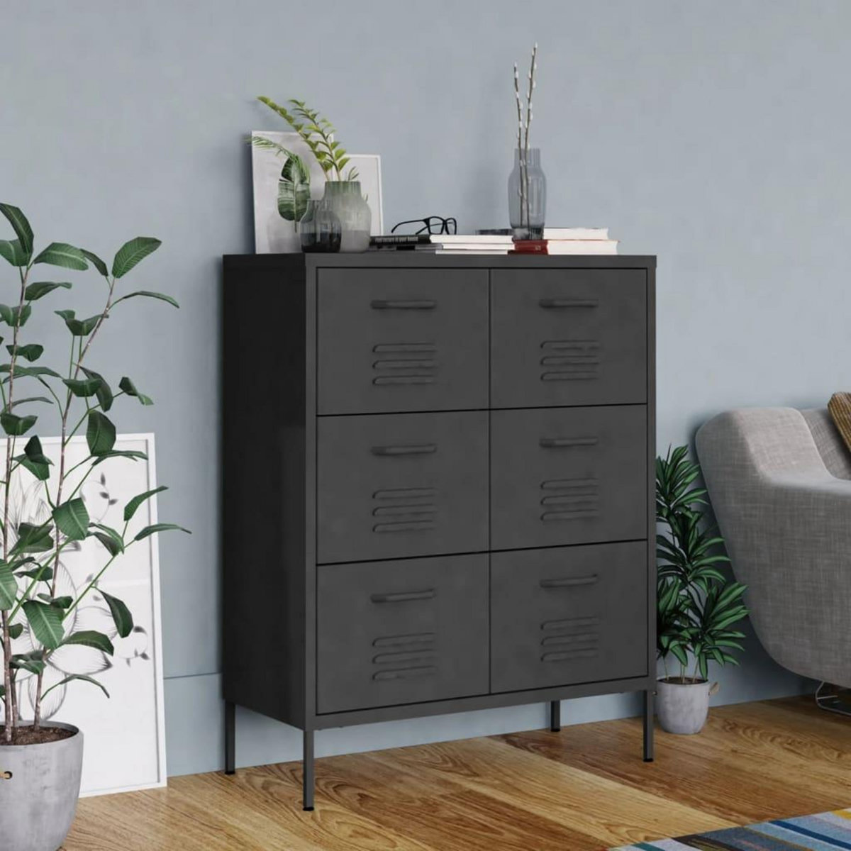 VIDAXL Armoire a tiroirs Anthracite 80x35x101,5 cm Acier