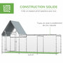 Voir la diapositive 6 : PAWHUT Enclos poulailler chenil 3,23 m² - parc grillagé dim 3,02L x 1,07l x 1,72H m - espace couvert - acier galvanisé