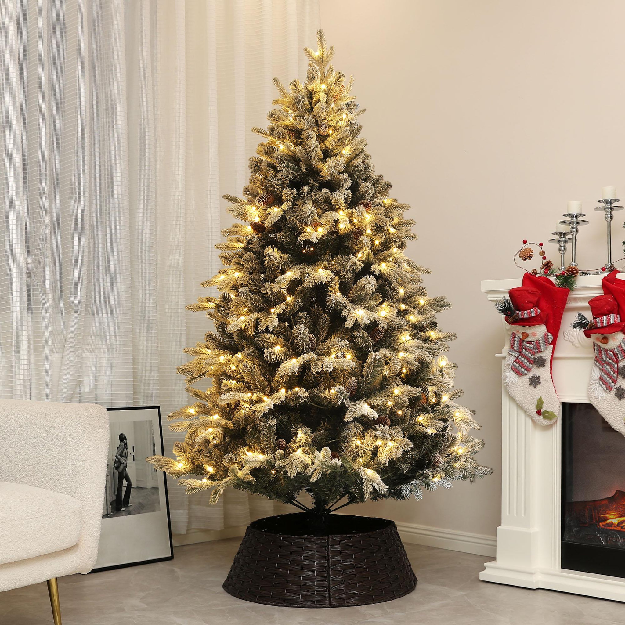 Voir la diapositive 2 : HOMCOM Sapin de Noël artificiel LED enneigé H. 180 cm - 200 LEDs blanc chaud, 793 branches - vert blanc