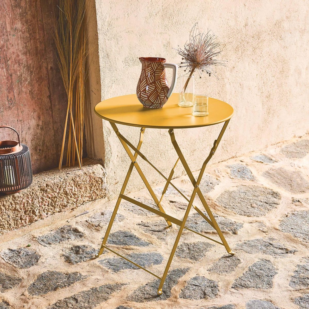 SWEEEK Table de jardin bistrot pliable - Emilia ronde - Table ronde Ø60cm en acier thermolaqué