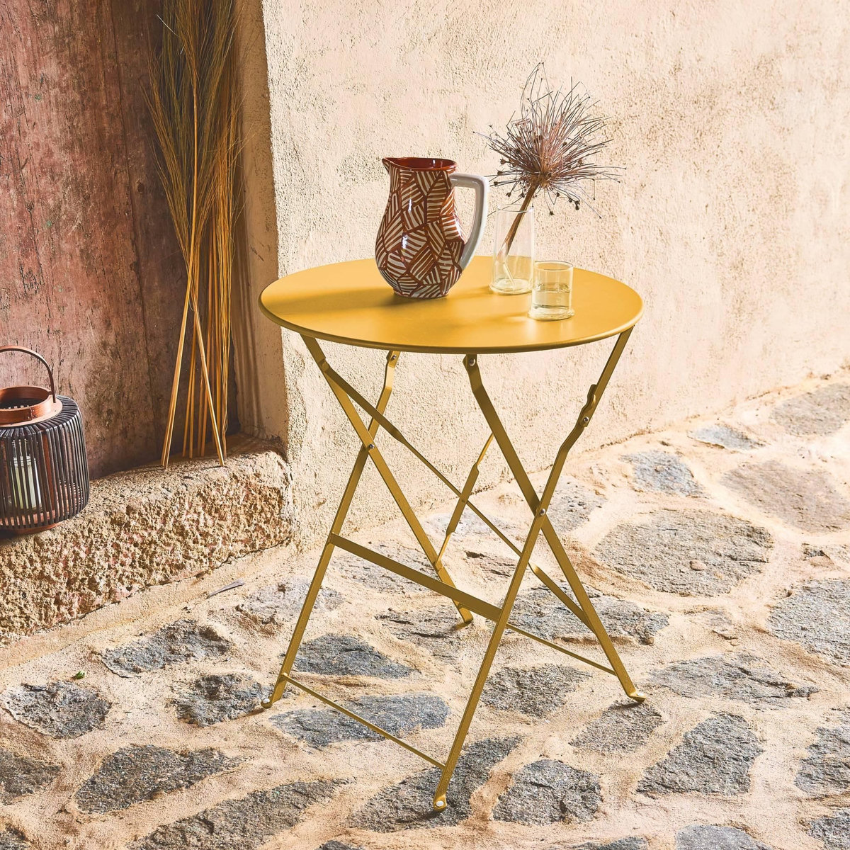 SWEEEK Table de jardin bistrot pliable - Emilia ronde - Table ronde Ø60cm en acier thermolaqué