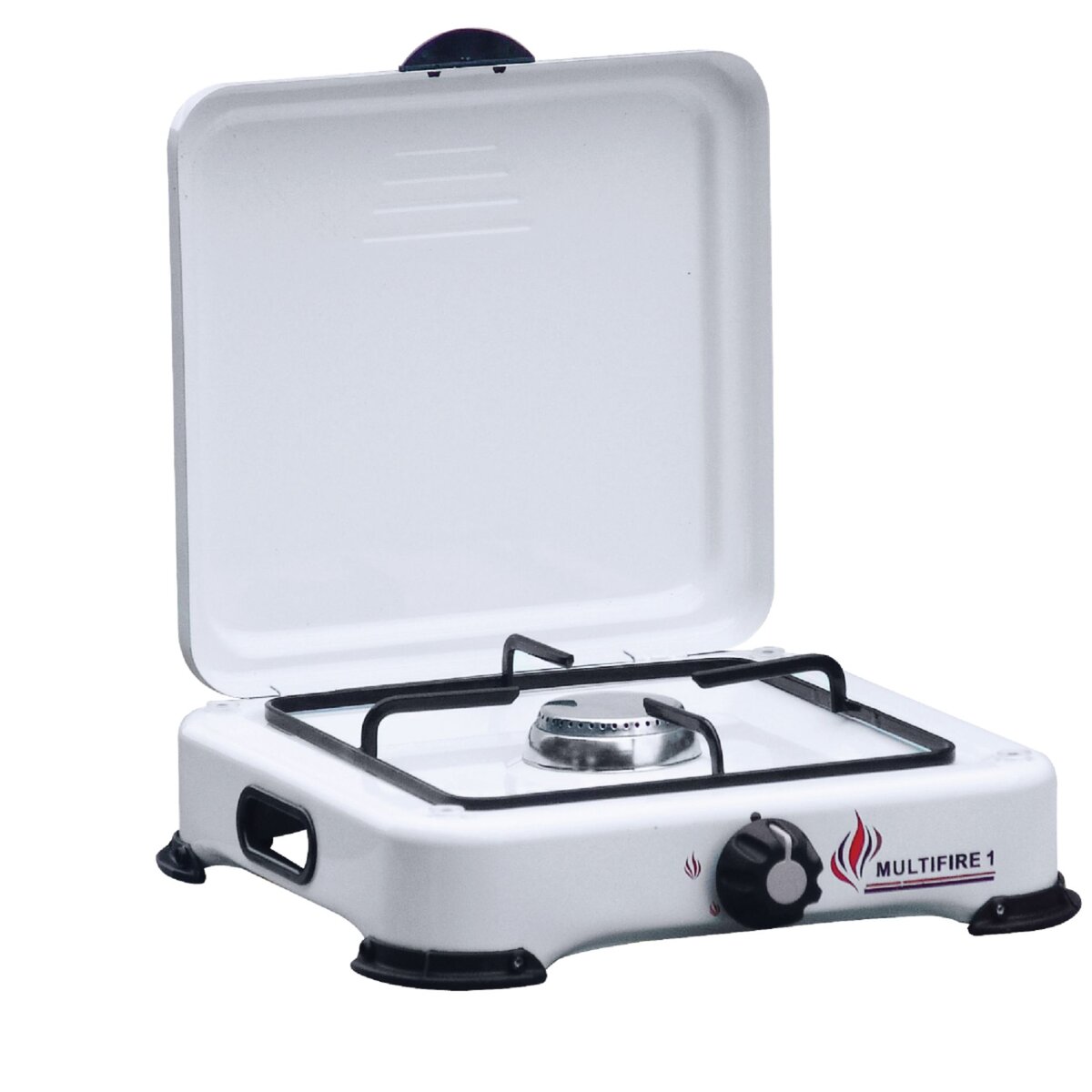 INTEC Plaque de cuisson gaz portable 1 feu 1500W Réchaud gaz butane ou propane Blanc laqué Couvercle