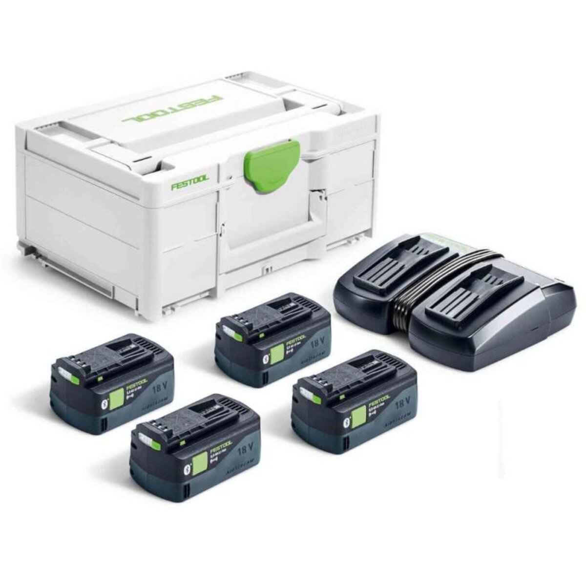 FESTOOL Set énergie SYS 18V 4 batteries 5Ah + chargeur TCL 6 DUO en coffret Systainer SYS3 FESTOOL 577709
