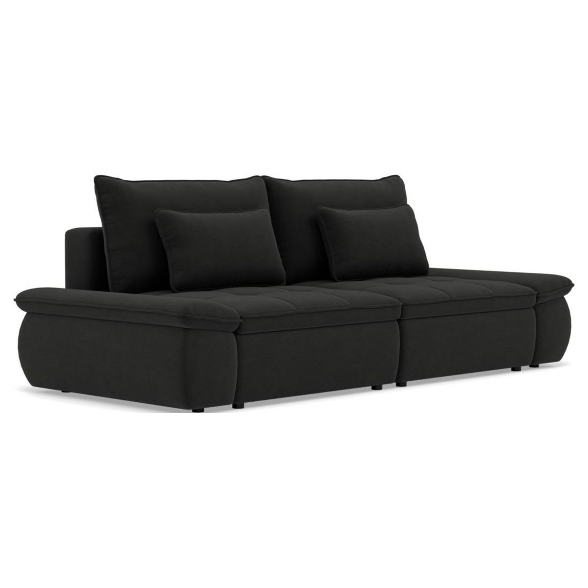 LISA DESIGN Elvona - canapé droit 3 places convertible avec coffre en tissu texturé