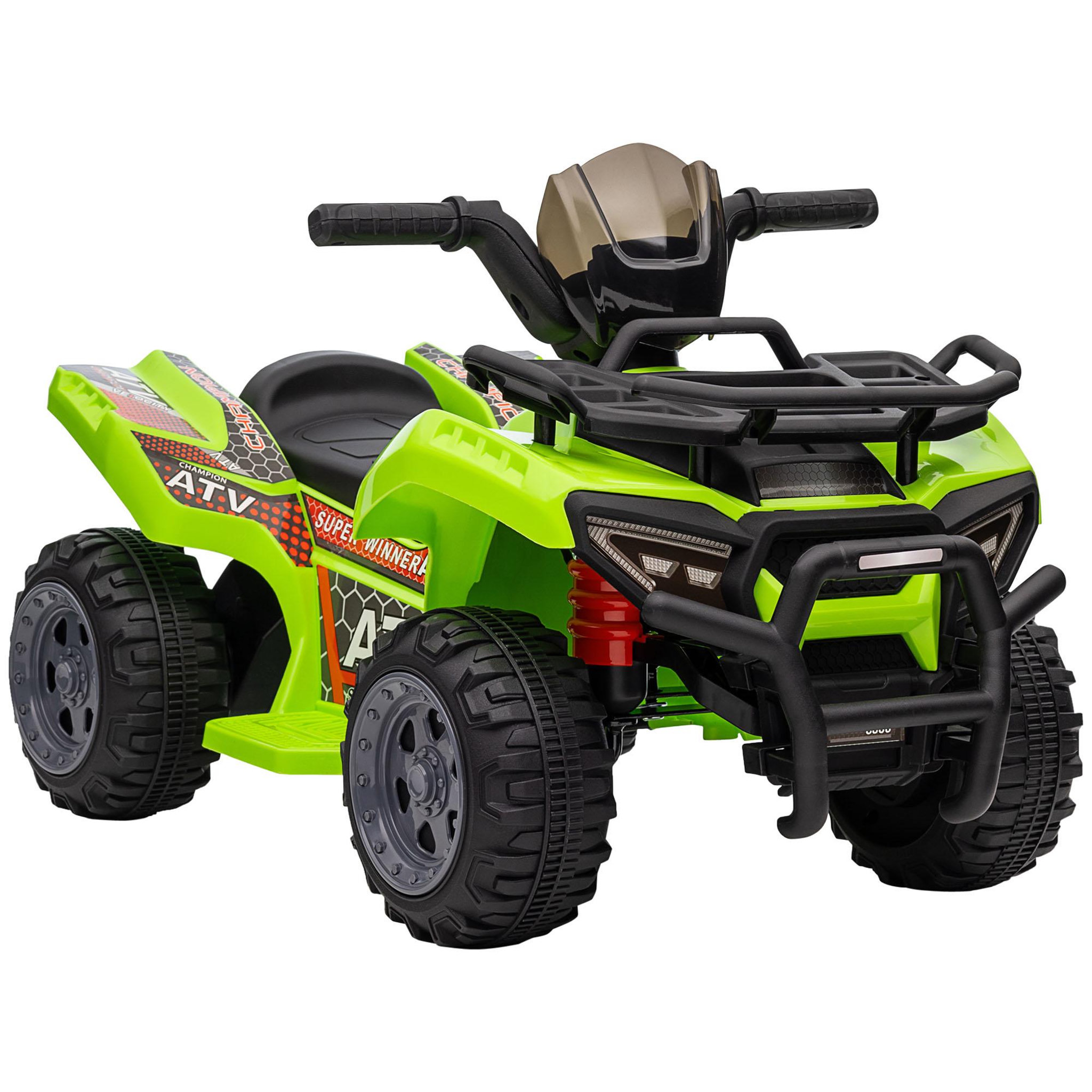 Voir la diapositive 1 : HOMCOM Buggy électrique enfant quad électrique pour enfant de 18 à 36 mois effet lumineux 6 V 2 Km/h max. métal PP vert