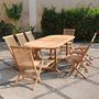 Voir la diapositive 2 : CONCEPT USINE Salon de jardin Teck massif 8 à 10 personnes - Table ovale + 8 chaises KAJANG
