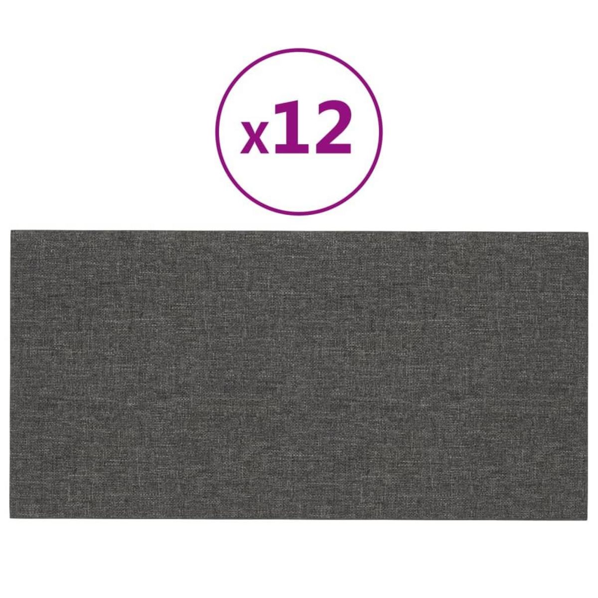VIDAXL Panneaux muraux 12 pcs Gris fonce 30x15 cm Tissu 0,54 m²
