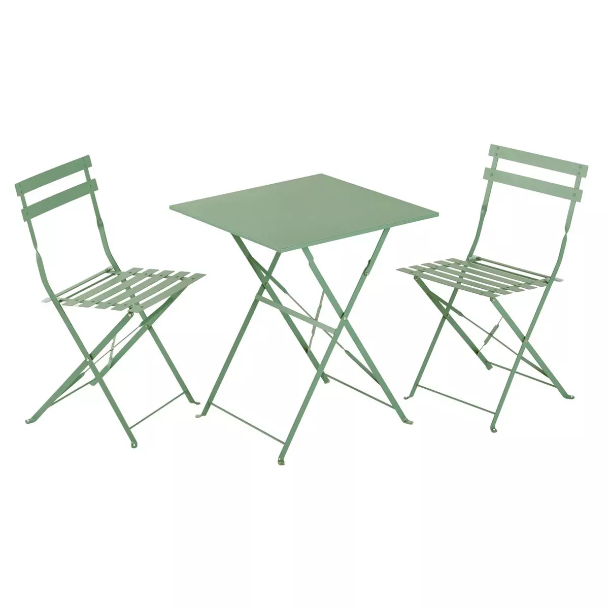 GARDENSTAR Table de jardin carrée pliable - 2 places - Acier - Vert sauge
