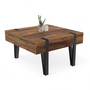 Voir la diapositive 1 : ID MARKET Table basse carrée 1 tiroir AUSTRIA 70 cm bois pied épingle noir