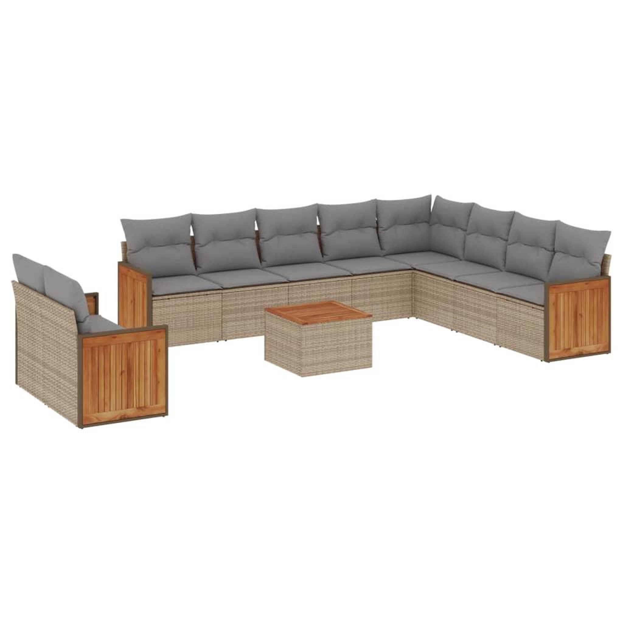 Voir la diapositive 2 : VIDAXL Salon de jardin 11 pcs avec coussins beige resine tressee