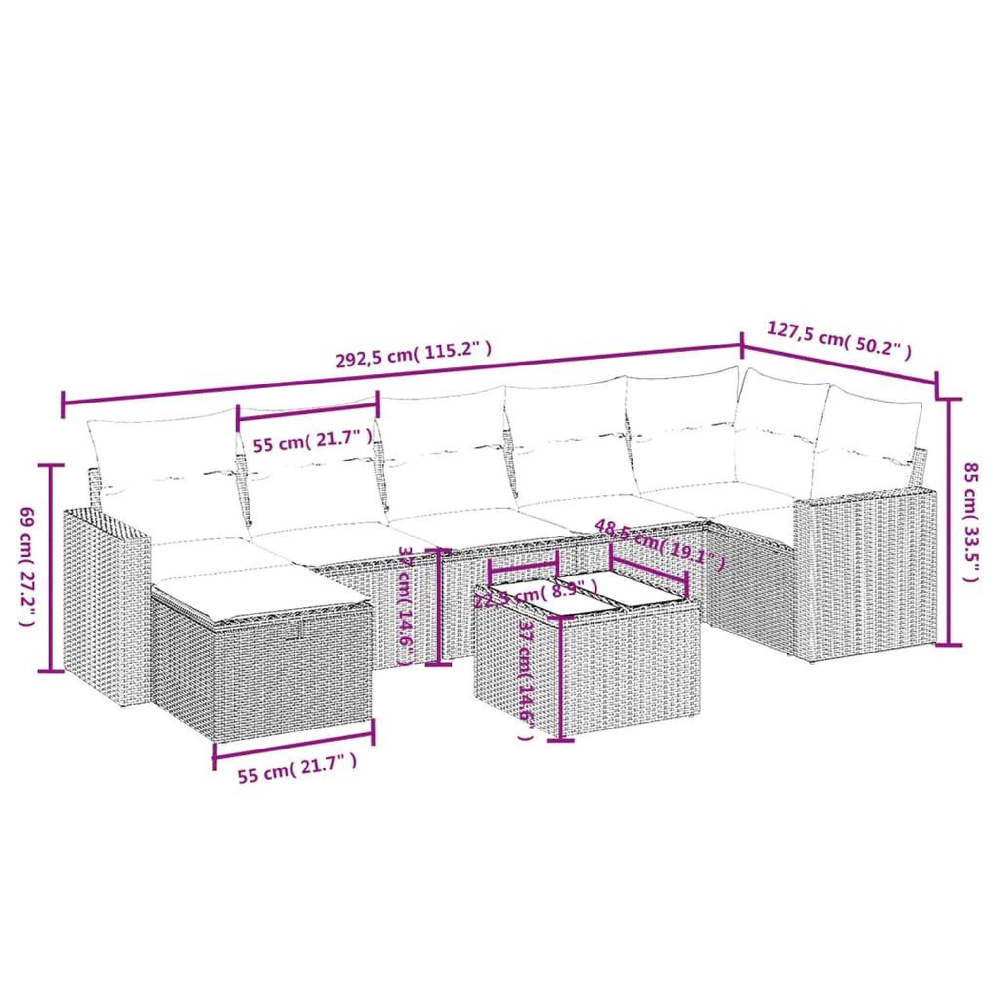 Voir la diapositive 5 : VIDAXL Salon de jardin 8 pcs avec coussins noir resine tressee
