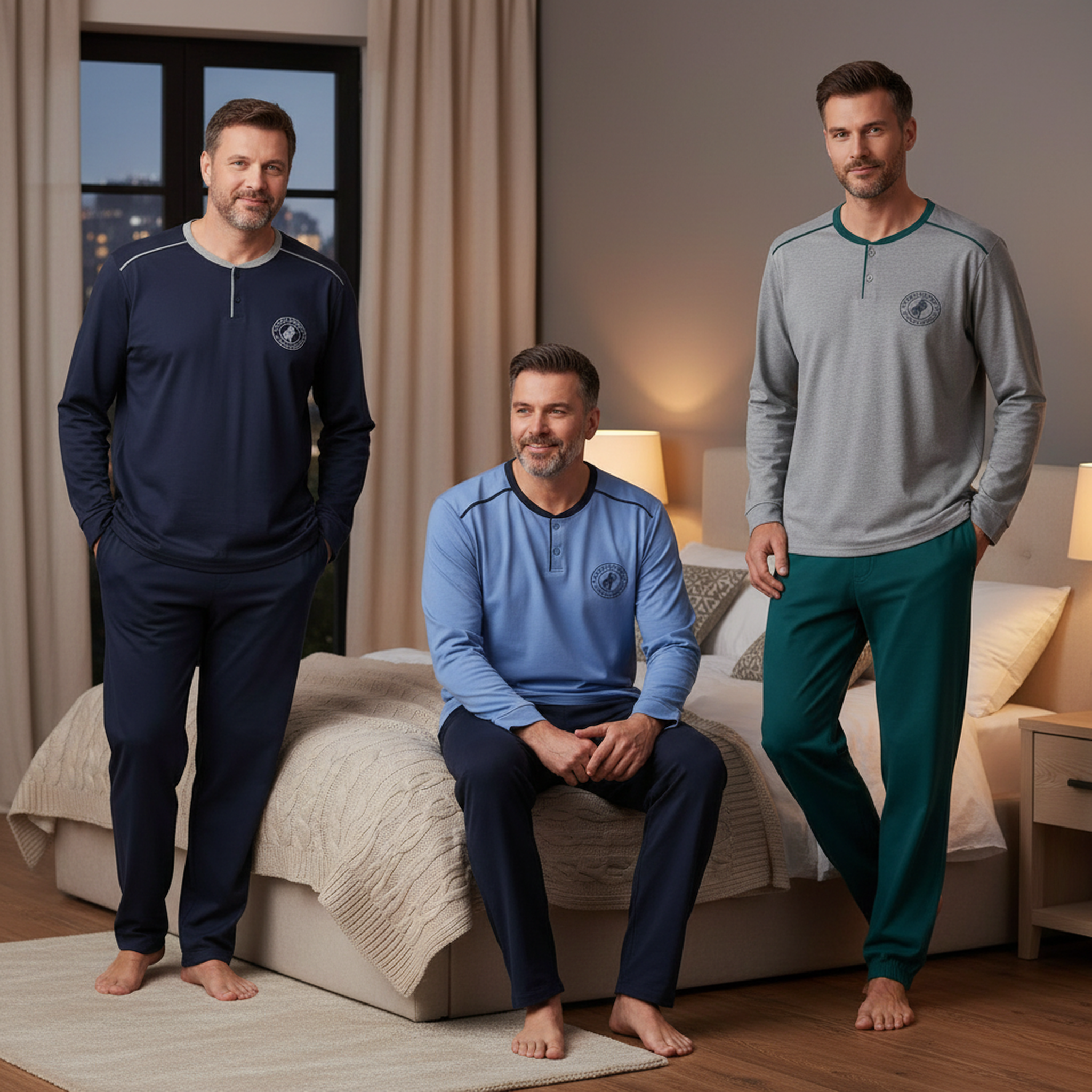 Voir la diapositive 4 : OZABI Ozabi ensemble pyjama homme doublé polaire pack de 3 coloris assortis