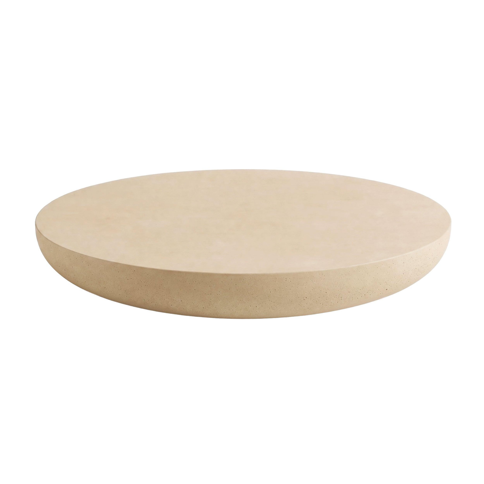 MAISON PAVANE Table basse ronde beige en fibre d'argile effet béton d100 cm-milos