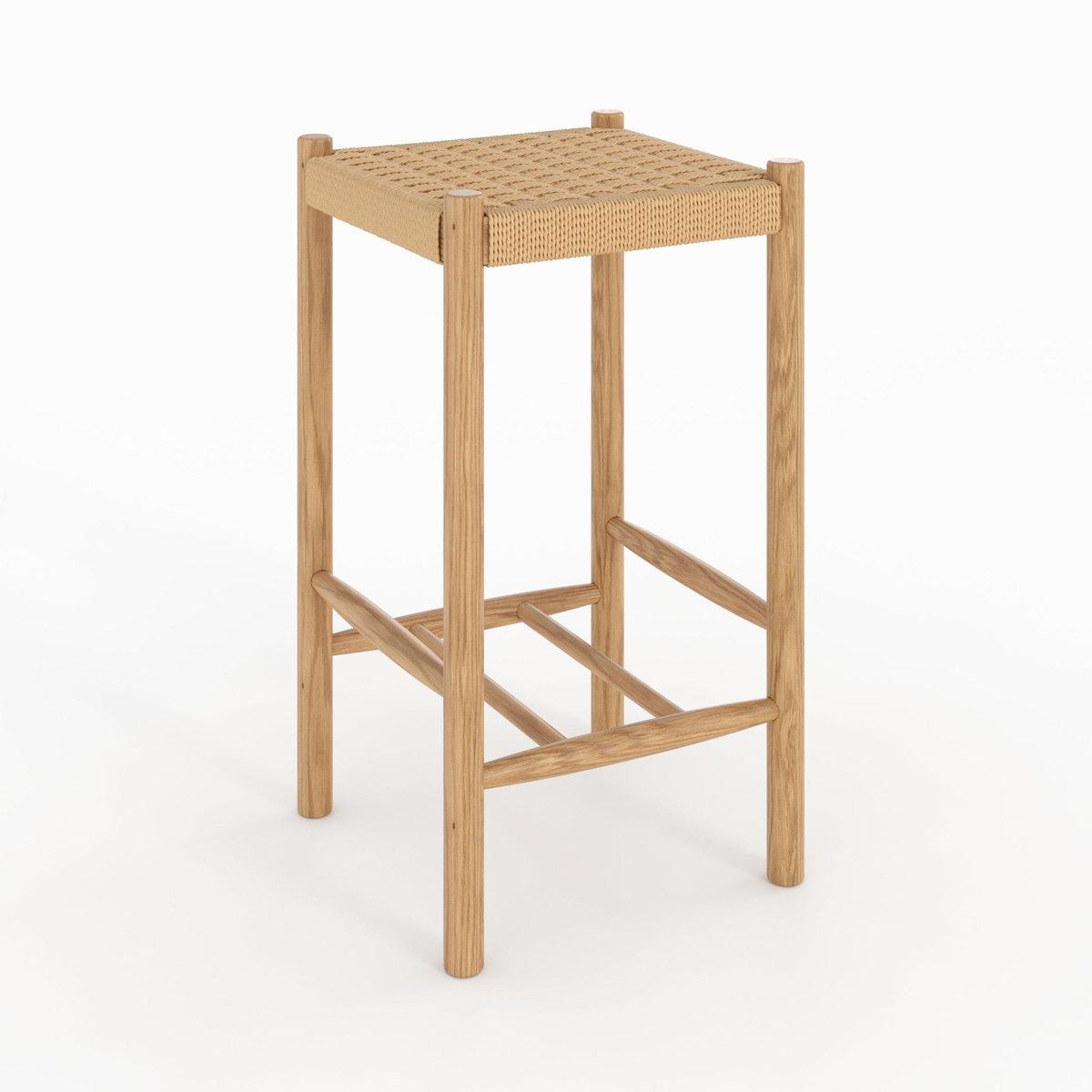 Rendez vous déco Tabouret pour îlot central 65 cm en tressage et bois-Kepler