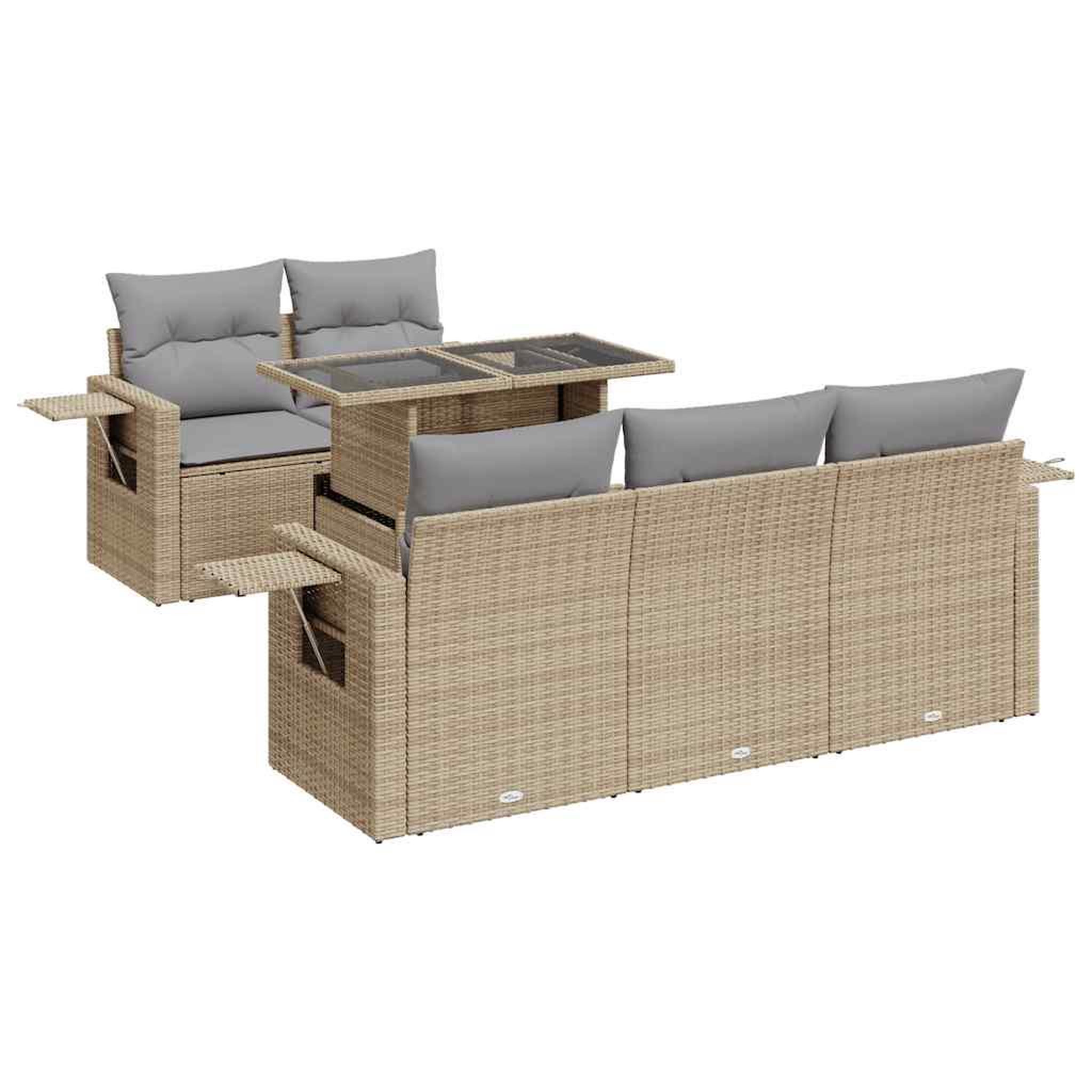 Voir la diapositive 2 : VIDAXL Salon de jardin avec coussins 6 pcs beige resine tressee