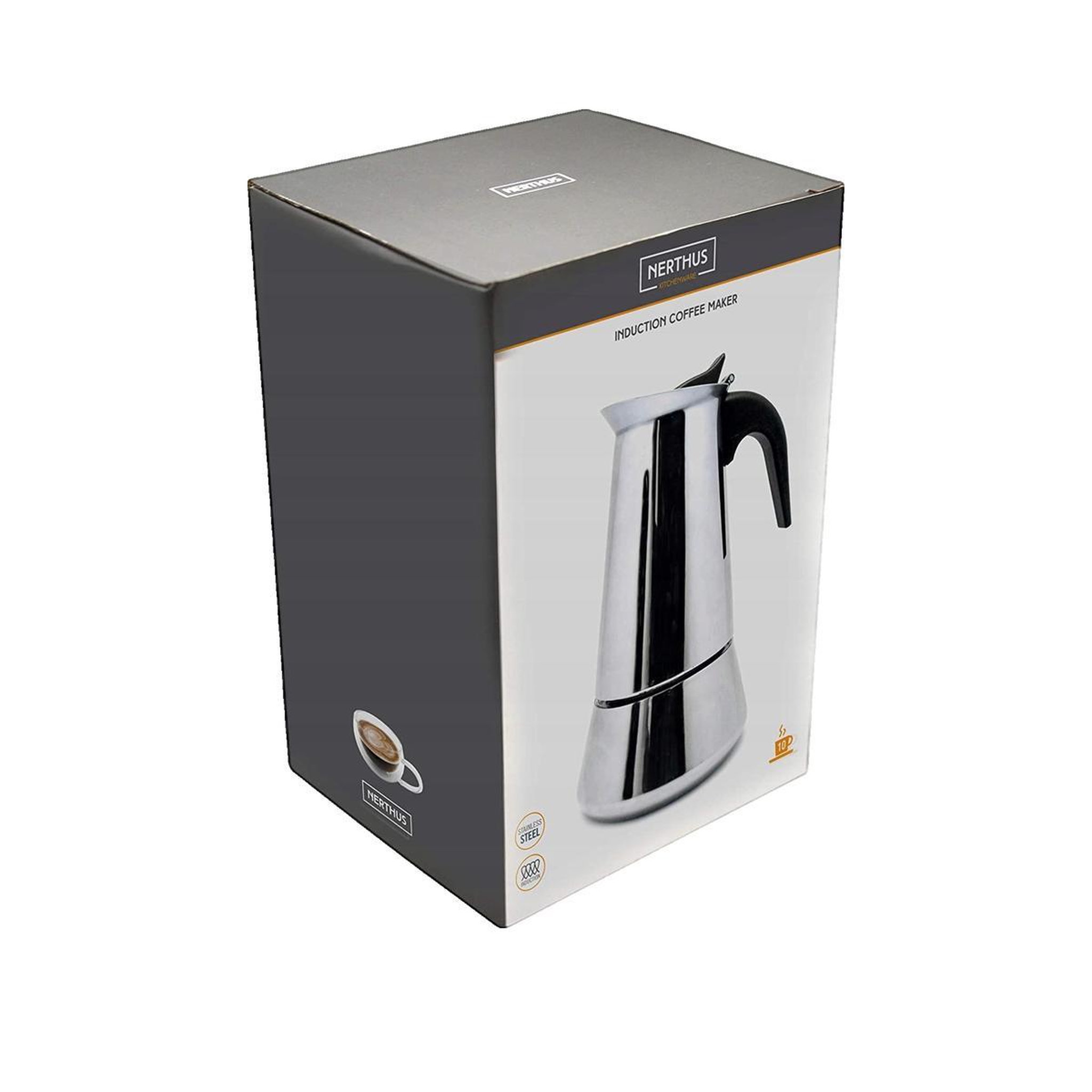 Voir la diapositive 2 : SLV Cafetière italienne find-it-import-export-sl modèle 8425402416624 acier inoxydable légère 10 tasses