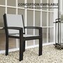 Voir la diapositive 5 : OUTSUNNY Lot de 2 chaises de jardin empilables avec accoudoirs acier noir textilène gris clair