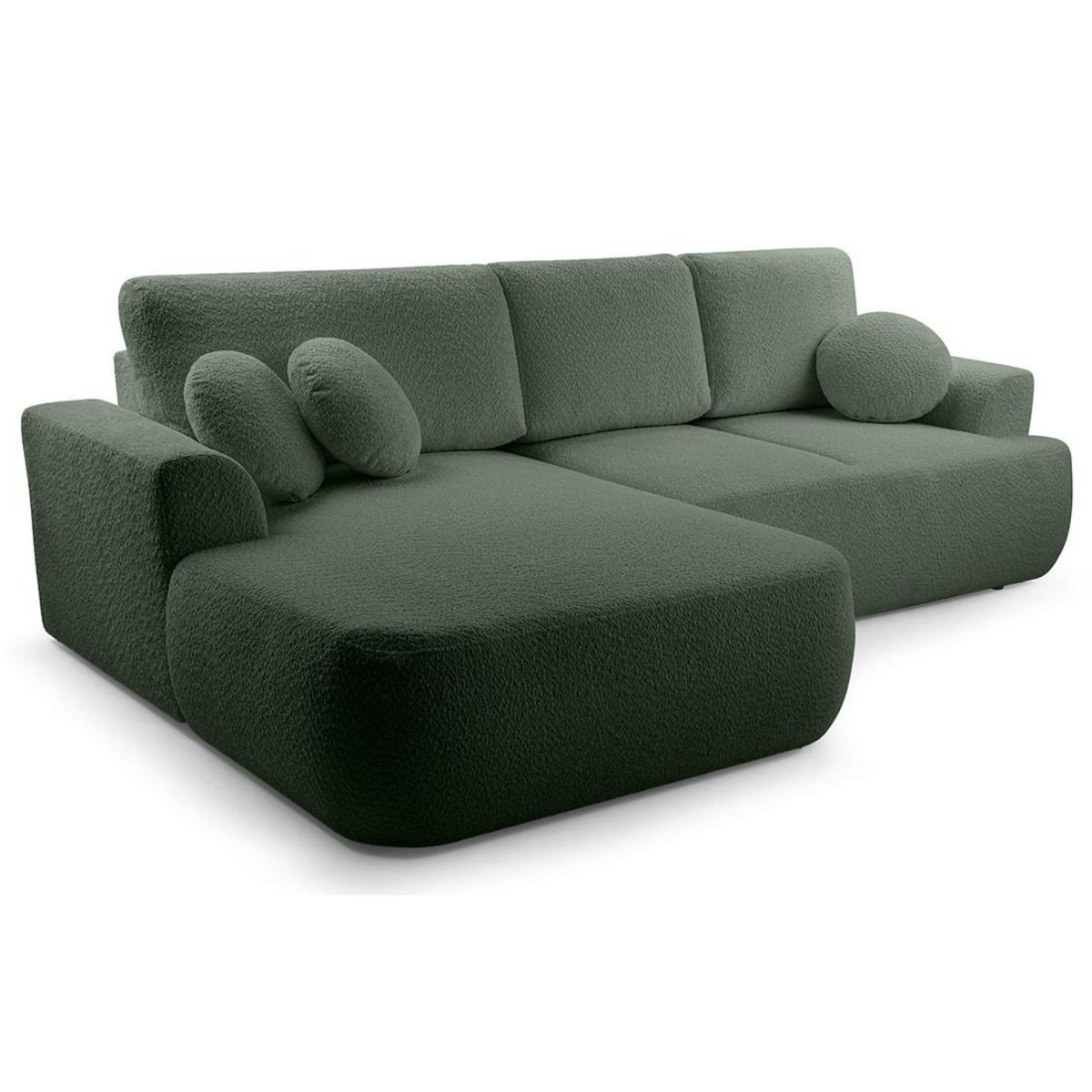 BEST MOBILIER Candela - canapé d'angle gauche 4 places - convertible avec coffre - en tissu bouclette