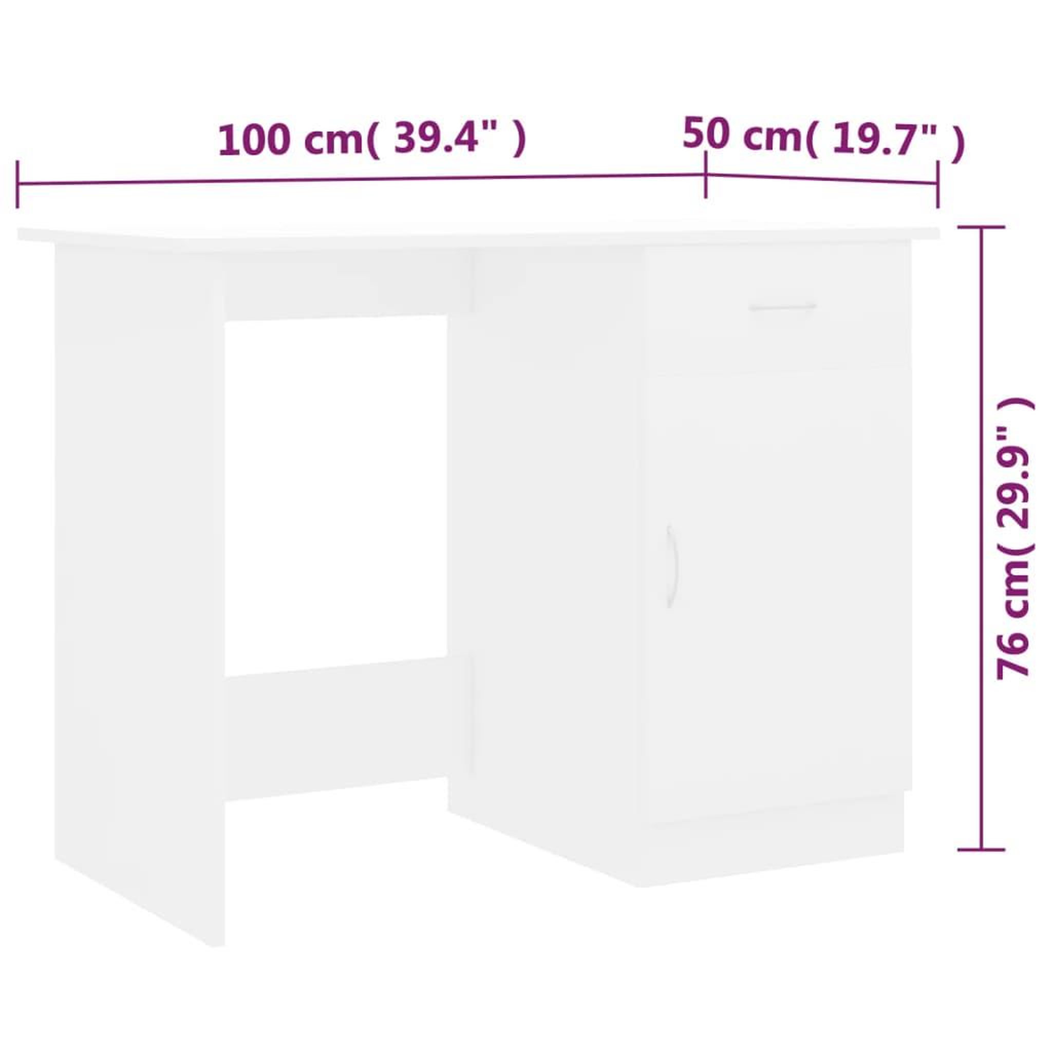 Voir la diapositive 6 : VIDAXL Bureau Blanc 100x50x76 cm Bois d'ingenierie