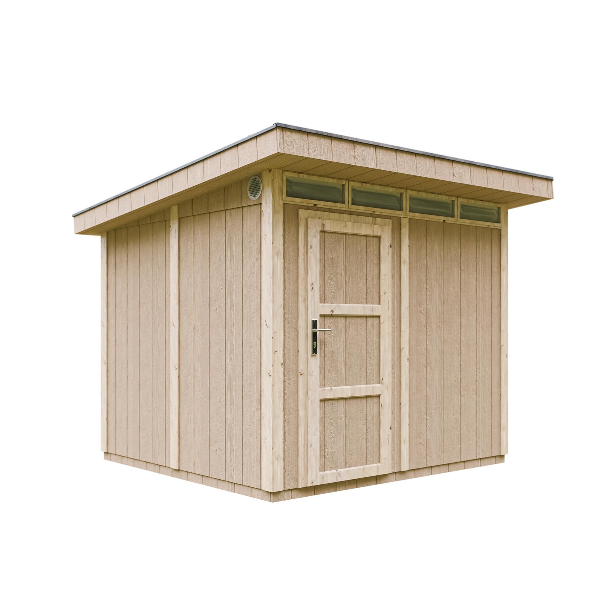 TIMBELA Abri de Jardin Qualité Premium 6m² L294xL279xH237cm avec sol, bardeaux bitumineux M903. Coloris disponibles : Gris, Jaune, Beige, Marron, Rouge