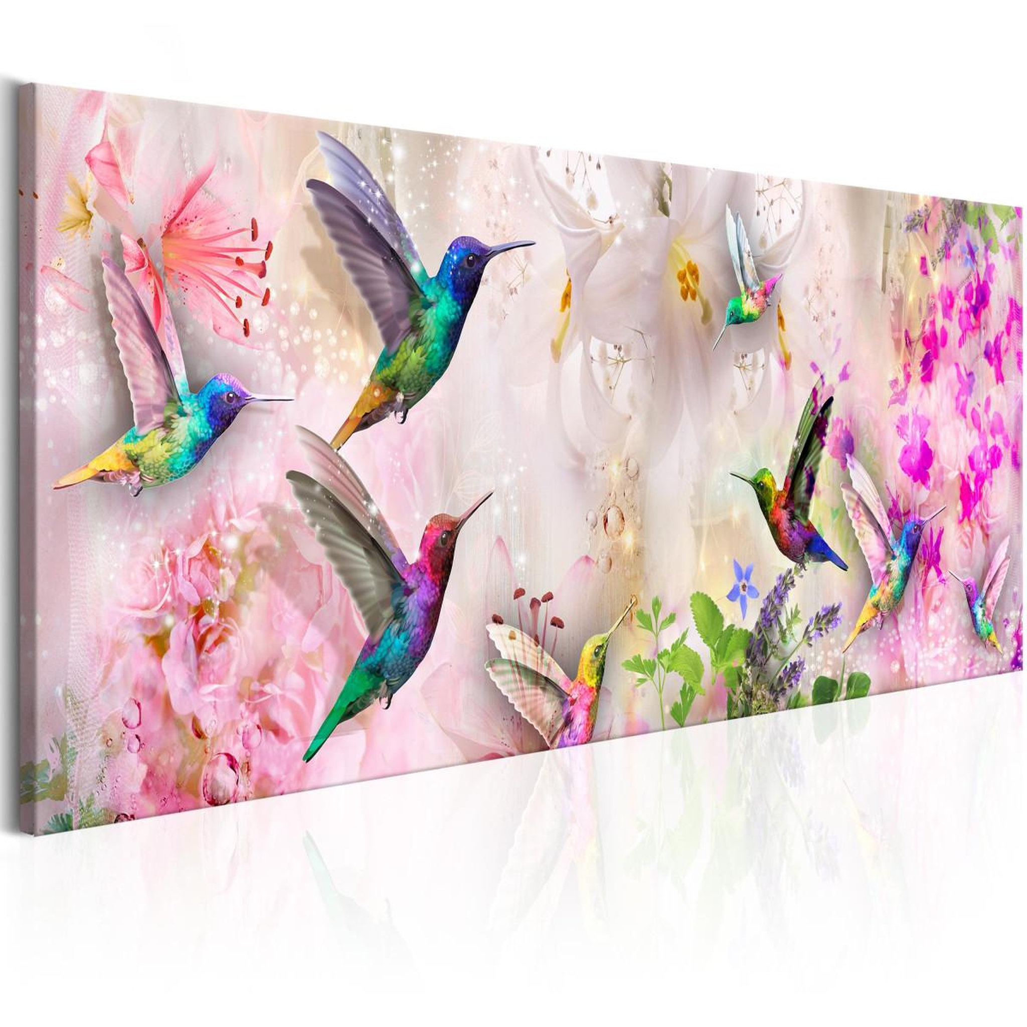 Paris Prix Tableau imprimé  colourful hummingbirds narrow. Coloris disponibles : Multicolore