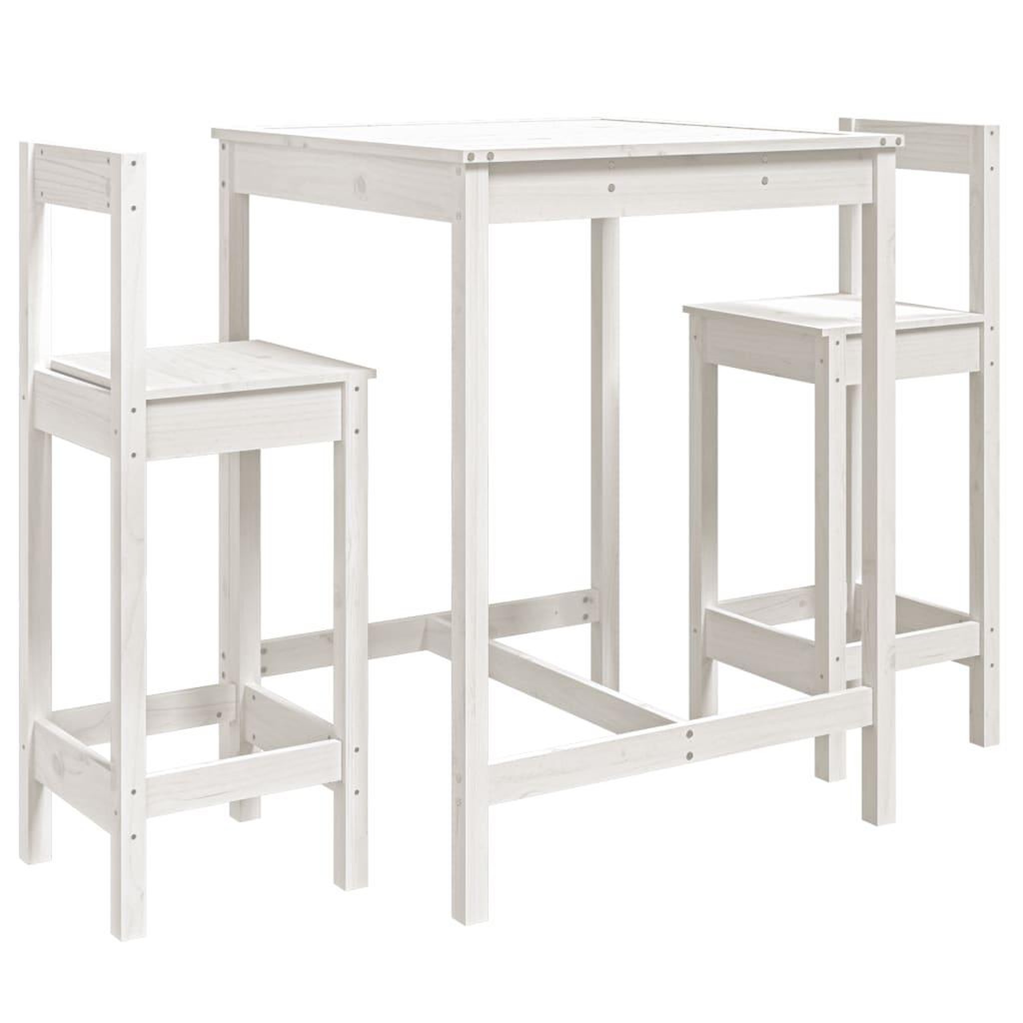 Voir la diapositive 2 : VIDAXL Ensemble de bar de jardin 3 pcs blanc bois de pin massif