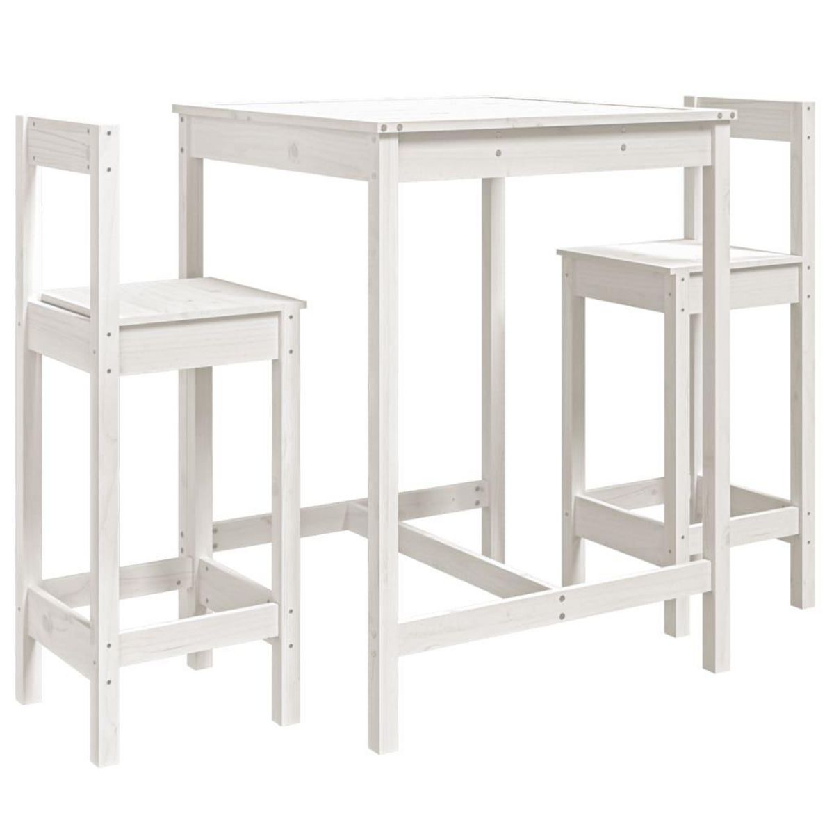 VIDAXL Ensemble de bar de jardin 3 pcs blanc bois de pin massif