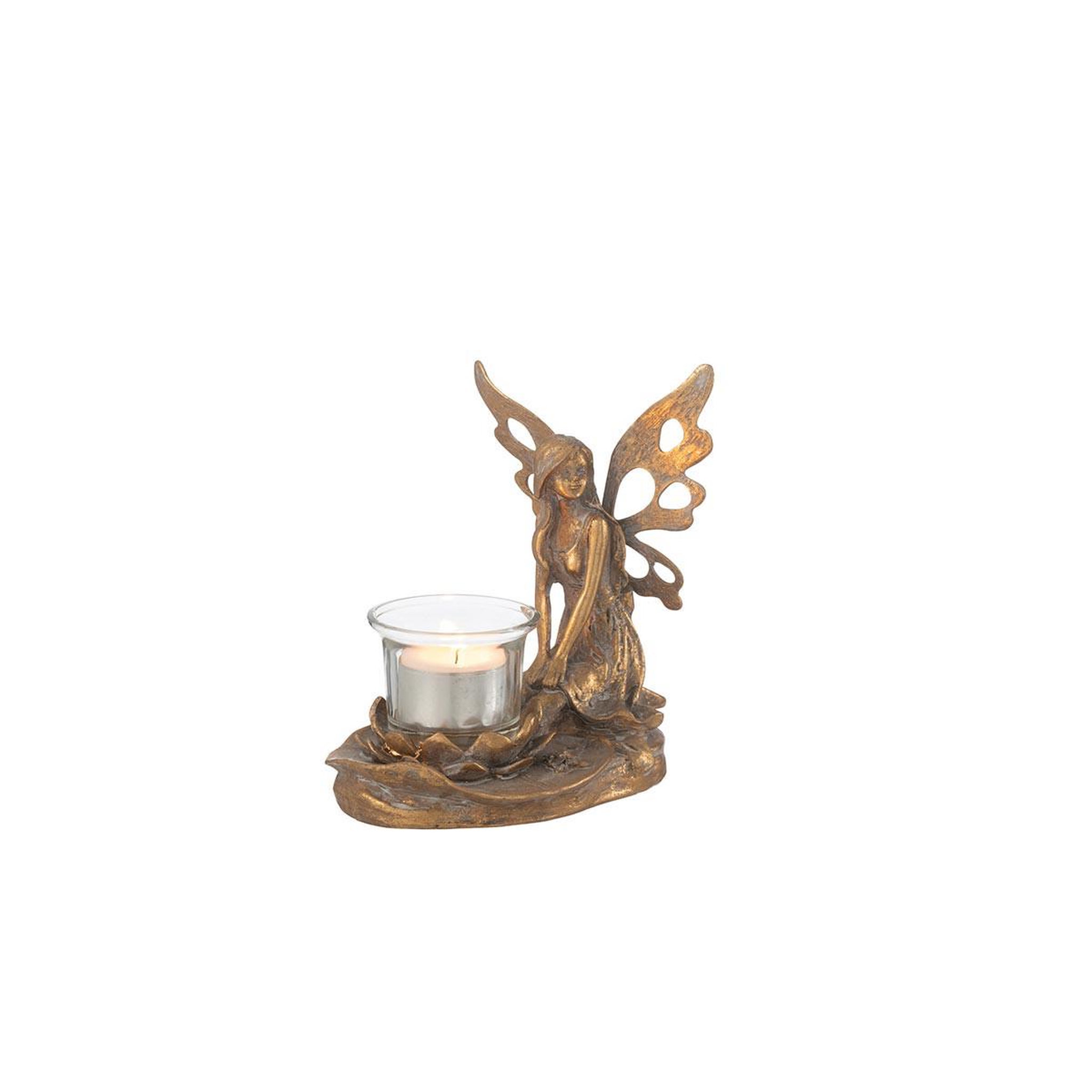 Voir la diapositive 2 : J-LINE Bougeoir déco en métal  vidia  16cm or