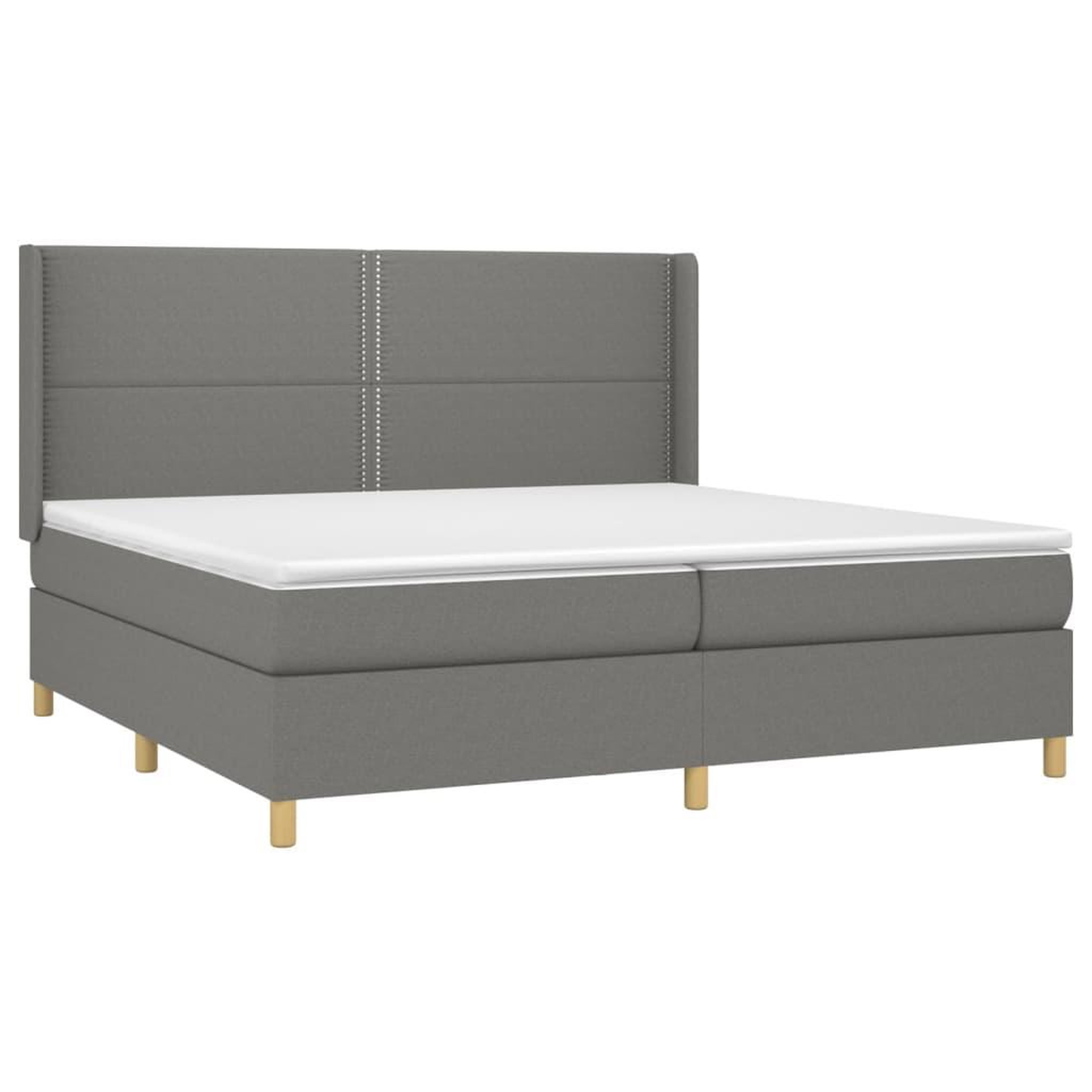 Voir la diapositive 3 : VIDAXL Sommier a lattes de lit avec matelas Gris fonce 200x200cm Tissu