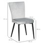 HOMCOM Lot de 4 chaises de salon design piètement effilé incliné acier noir velours gris clair
