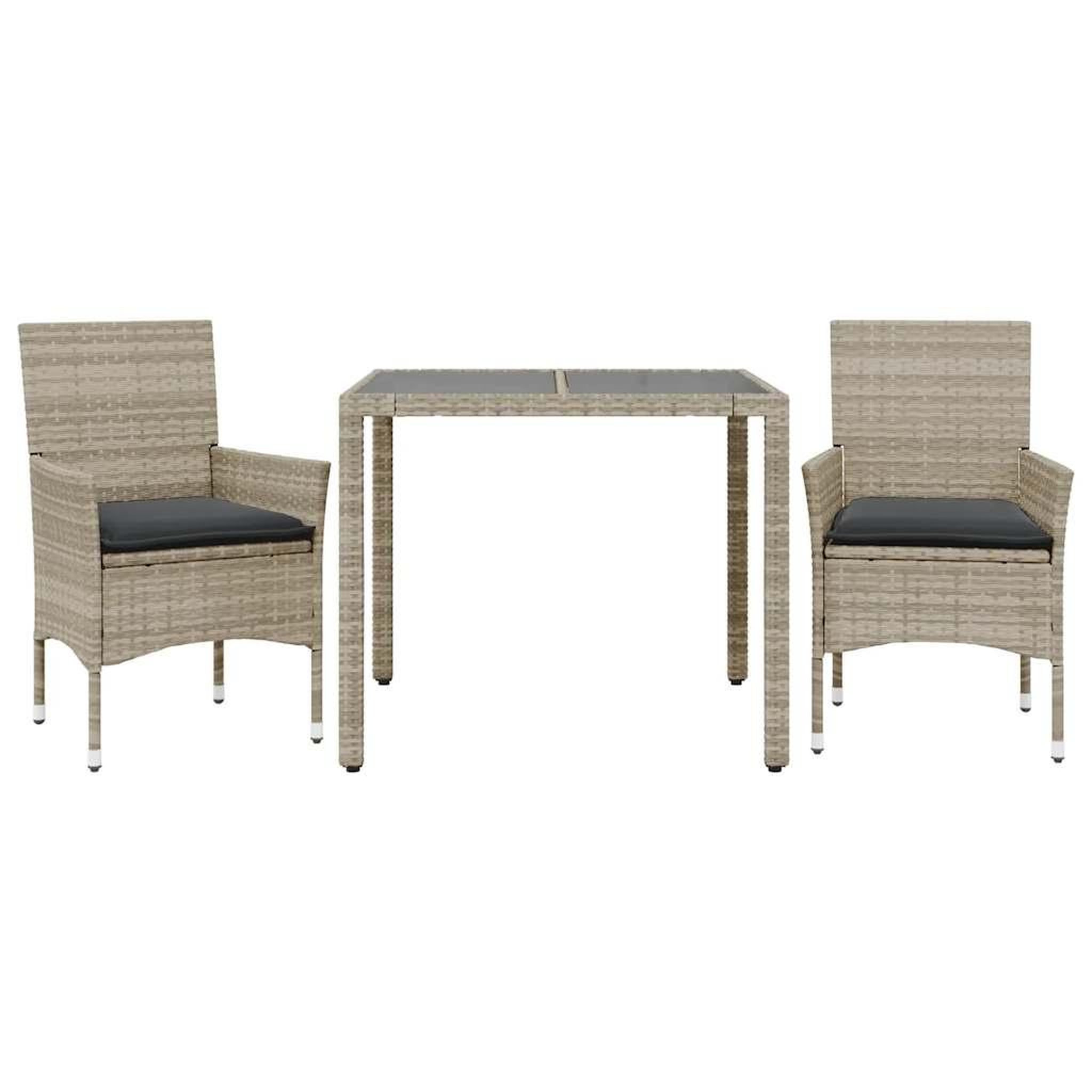 Voir la diapositive 2 : VIDAXL Ensemble a manger de jardin avec coussins 3 pcs rotin et verre