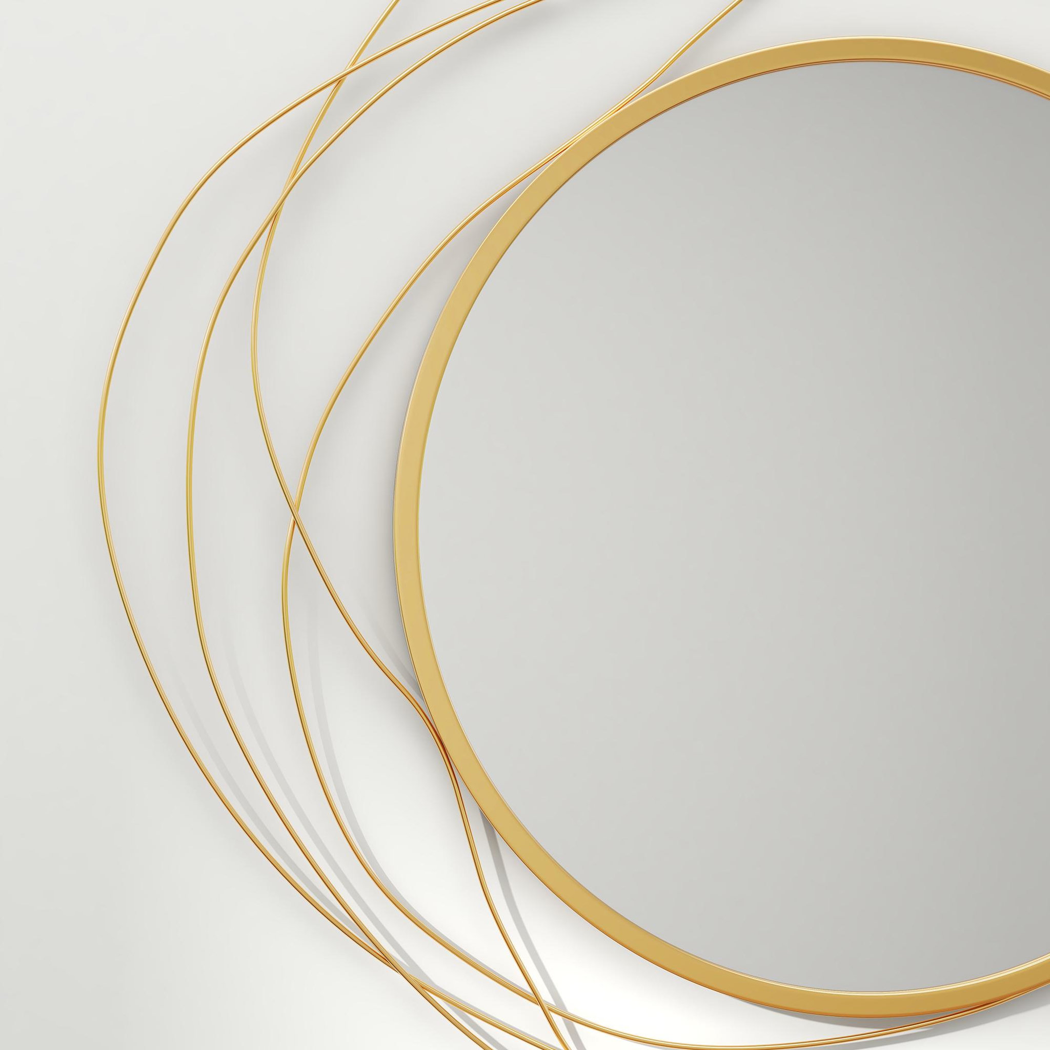 Voir la diapositive 4 : HOMCOM Miroir rond design moderne Ø 65 cm métal filaire doré